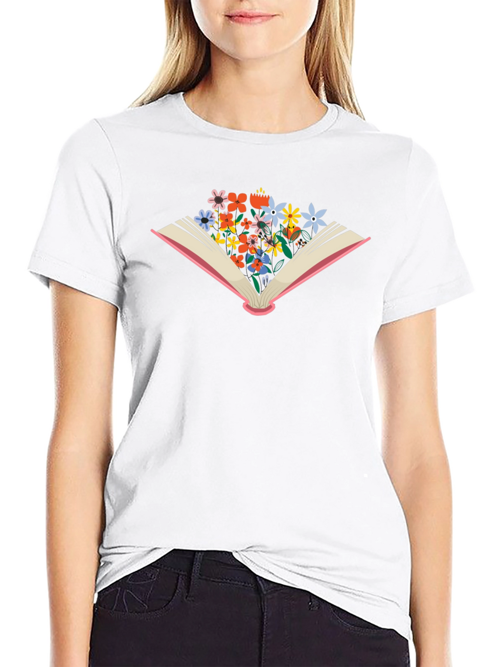 Floral Bookworm T-Shirt - Unisex Black Tee
