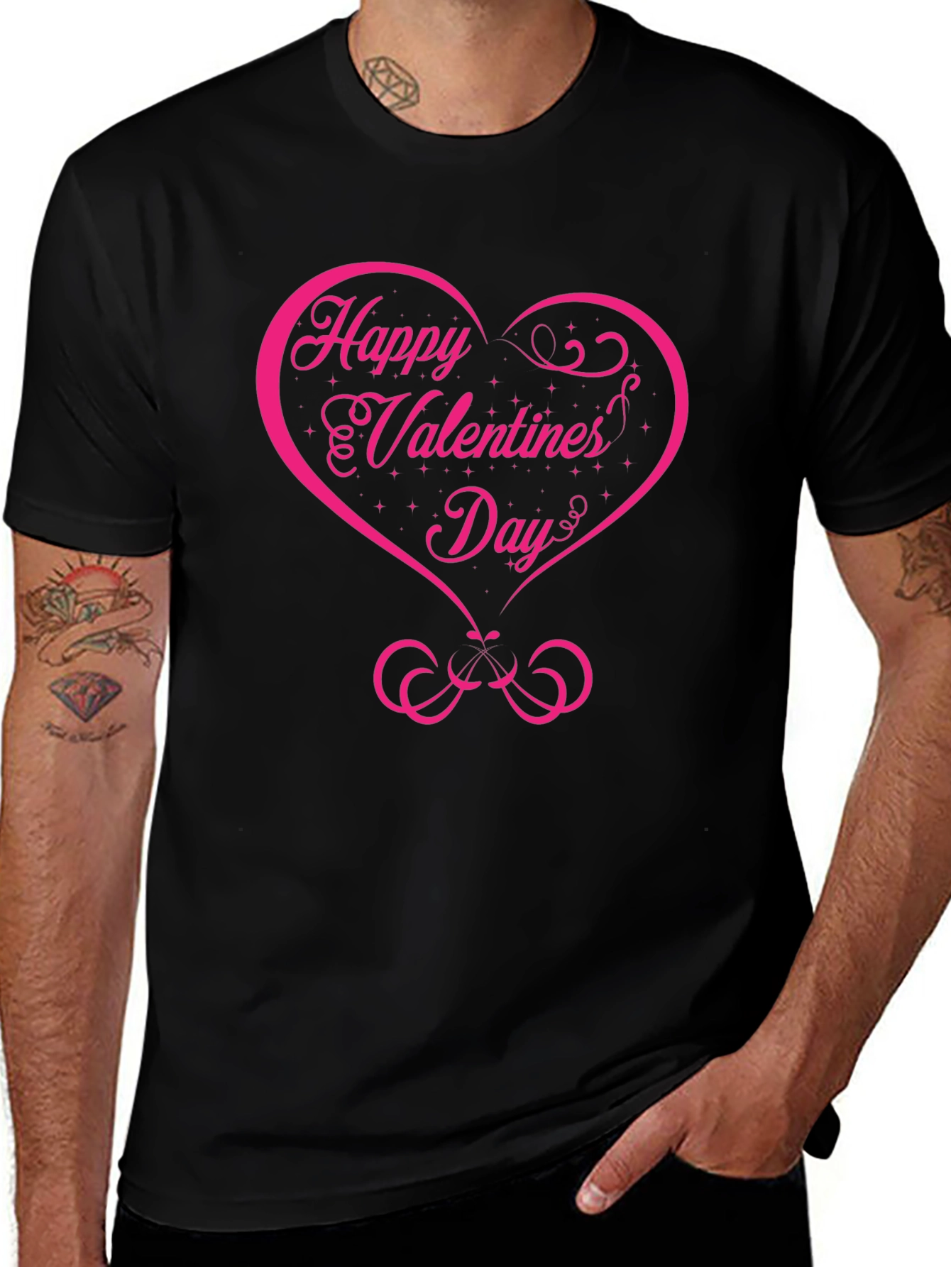 Happy Valentines Day Graphic Tee - Black