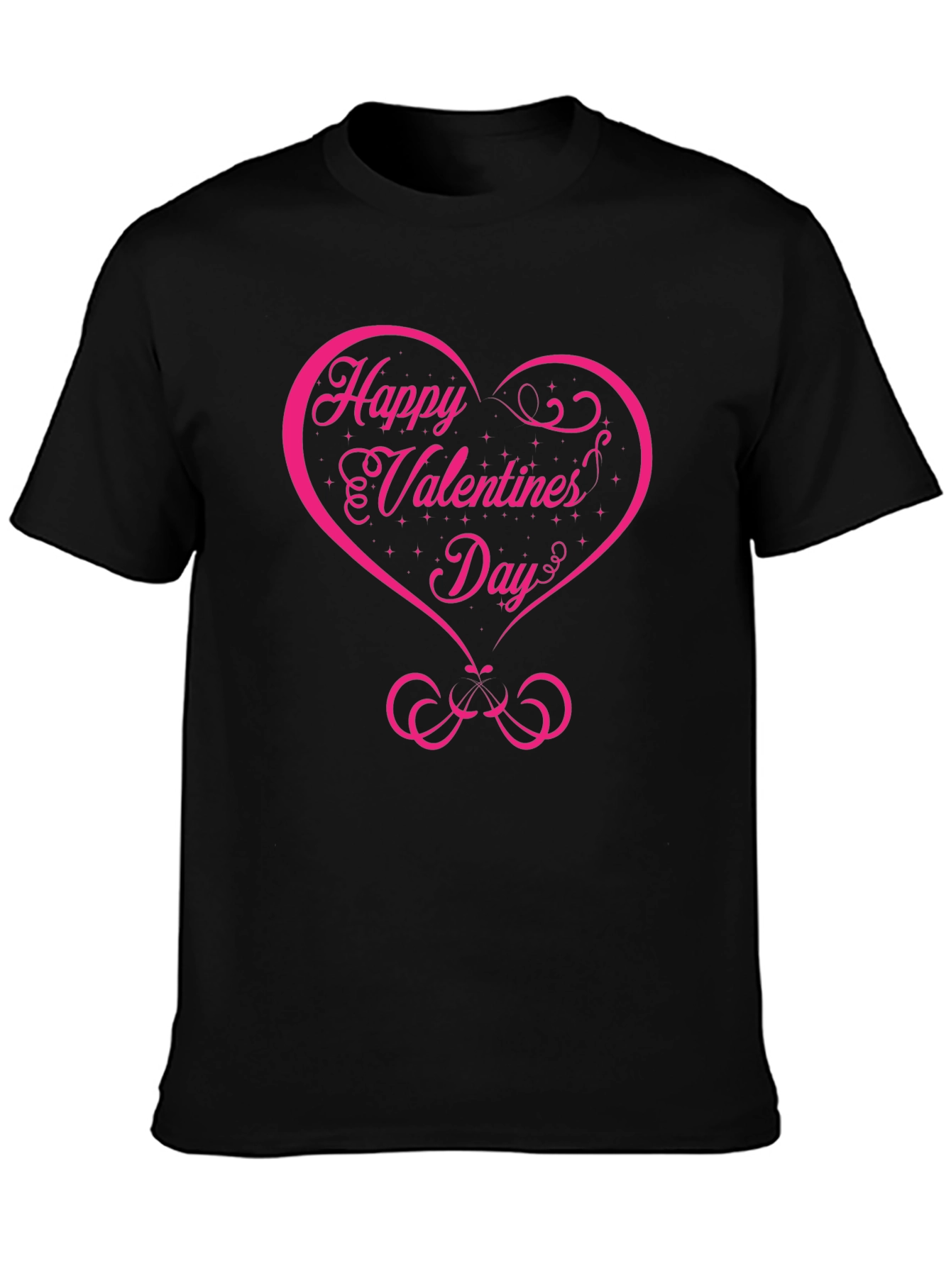 Happy Valentines Day Graphic Tee - Black