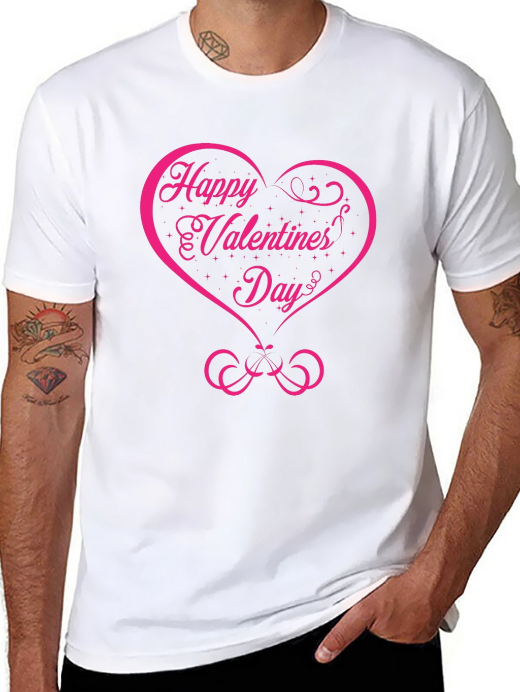 Happy Valentines Day Graphic Tee - Black