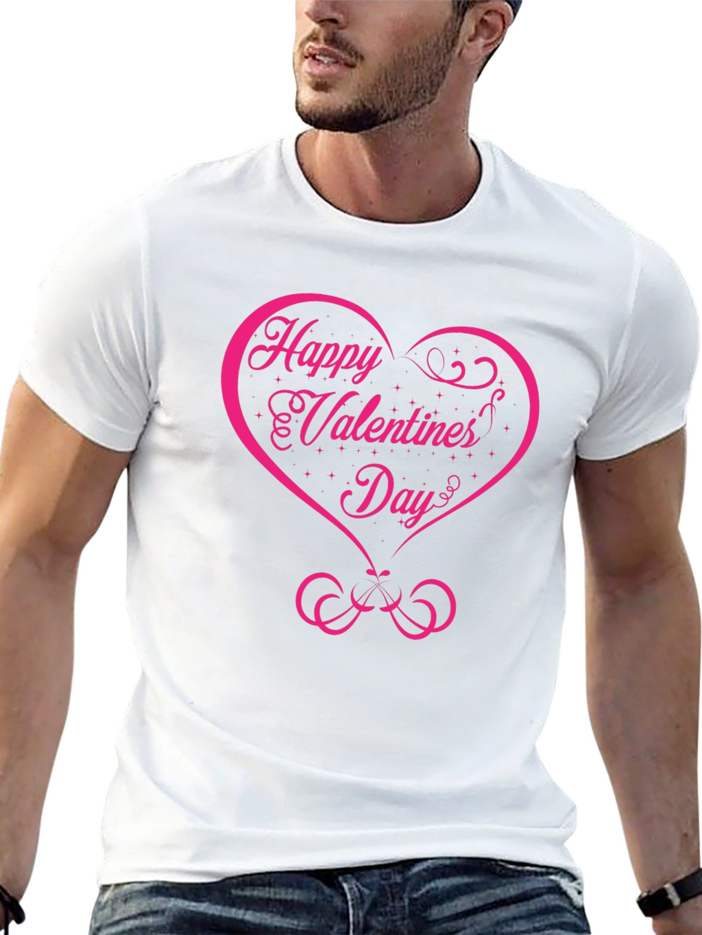 Happy Valentines Day Graphic Tee - Black