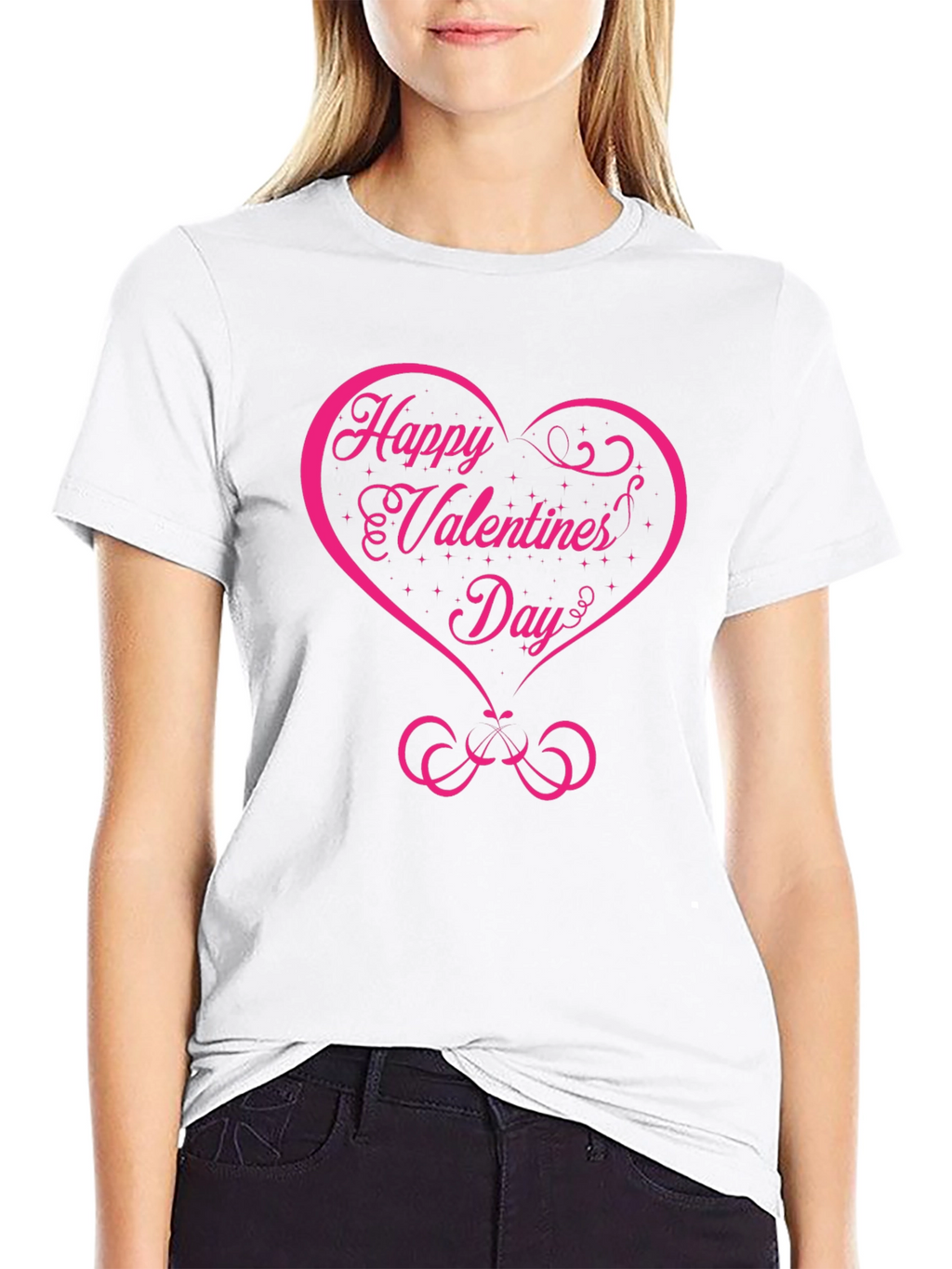 Happy Valentines Day Graphic Tee - Black