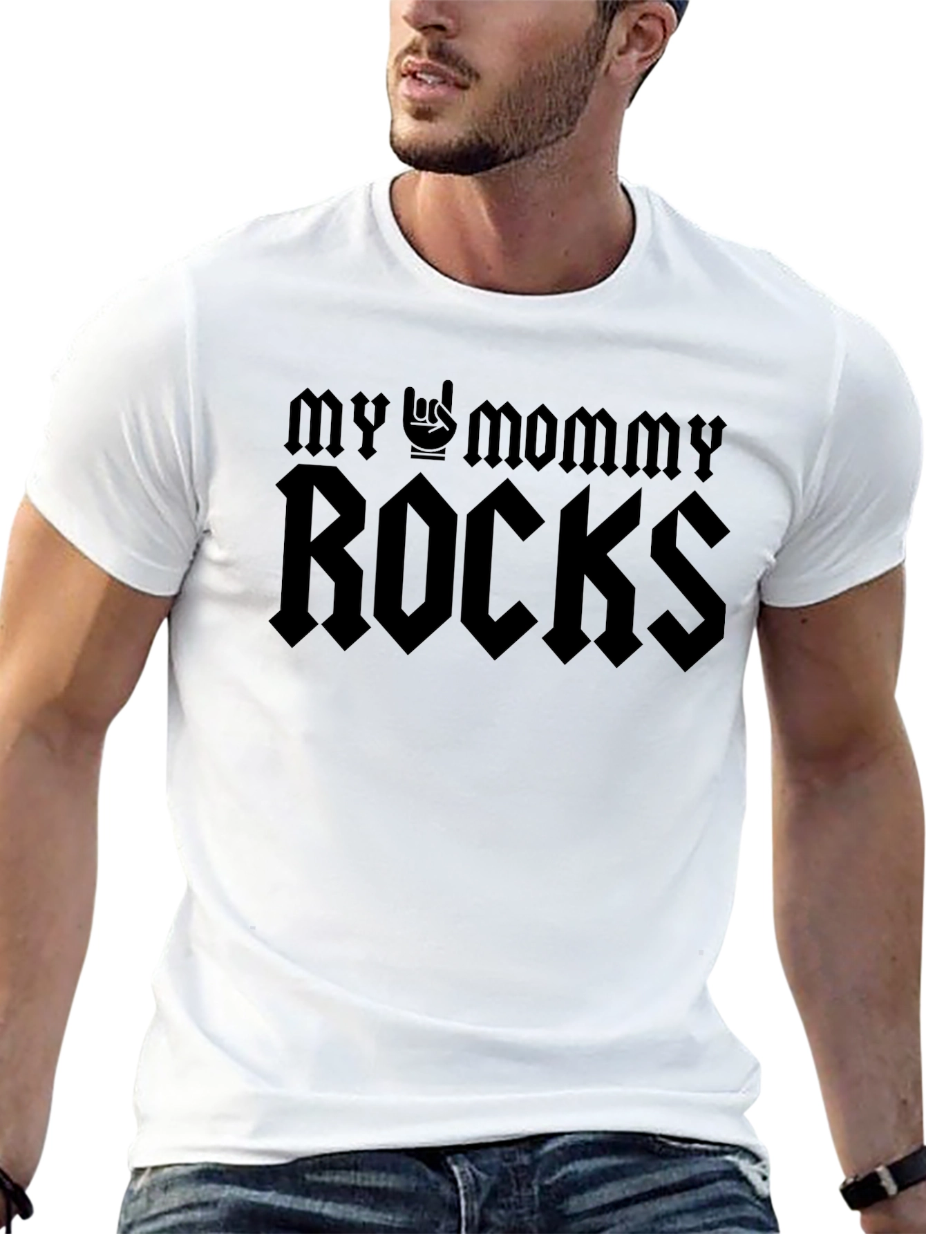 My Mommy Rocks Black Graphic T-Shirt