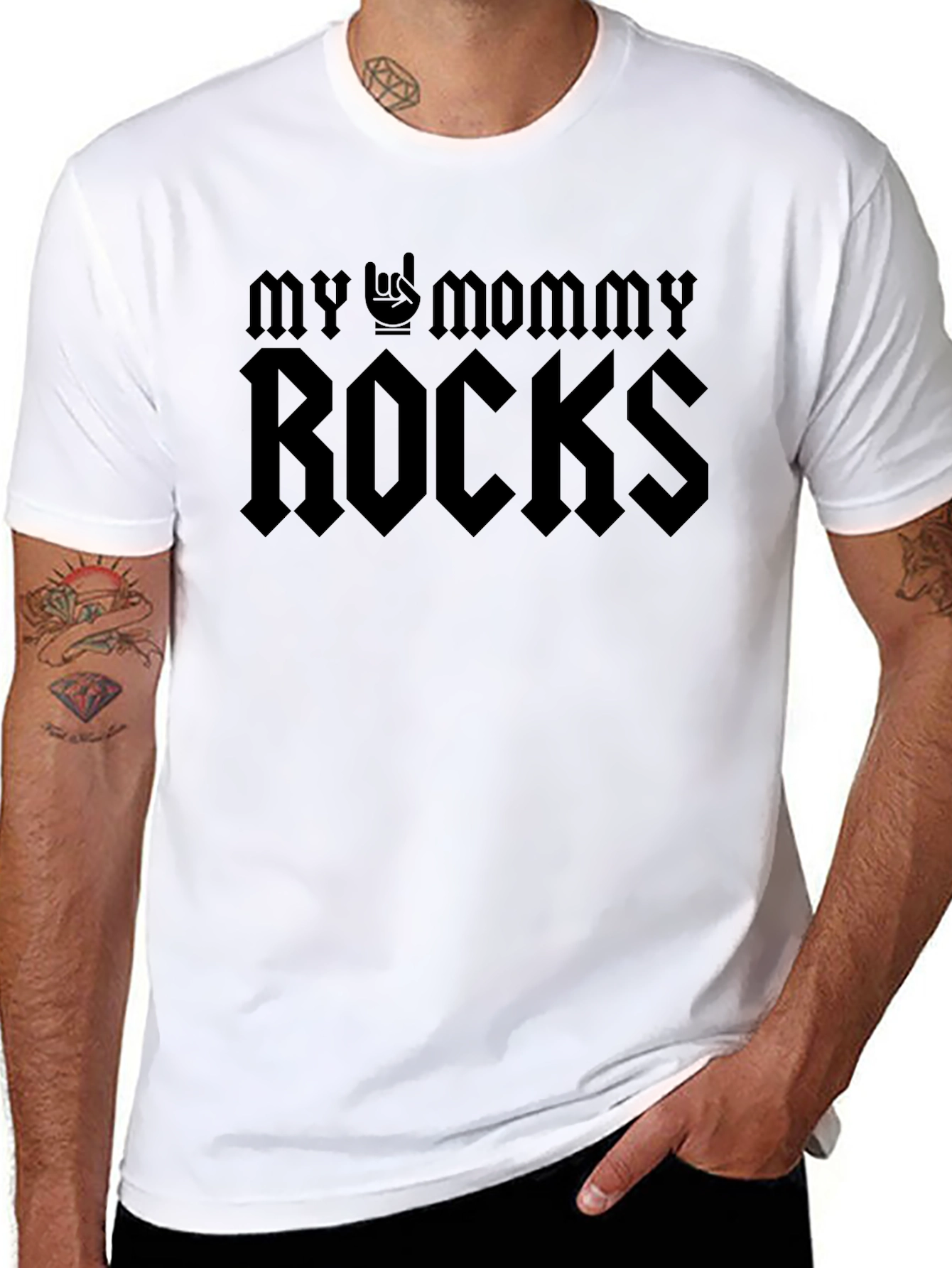 My Mommy Rocks Black Graphic T-Shirt
