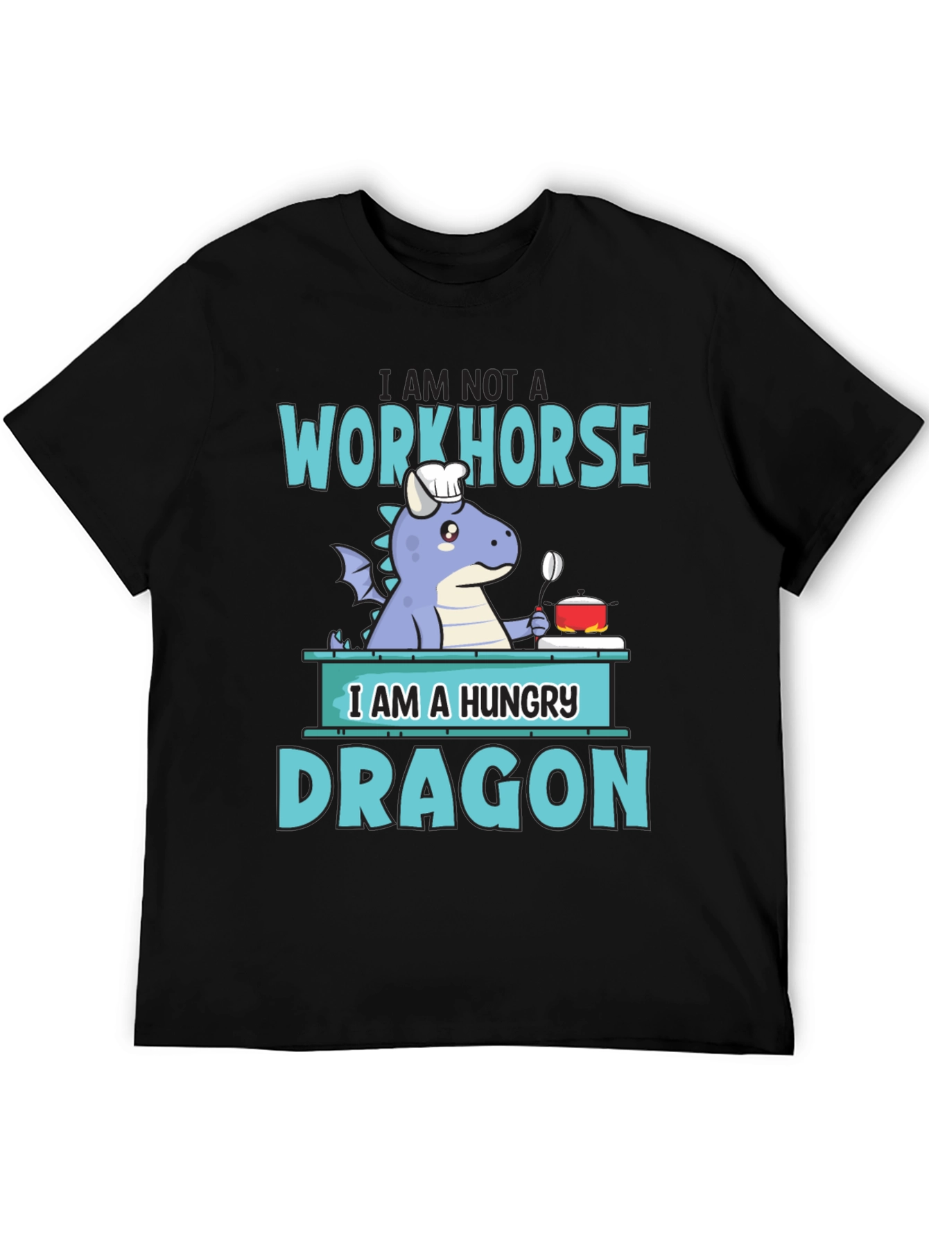 Hungry Dragon Chef T-Shirt Funny Novelty Graphic Tee