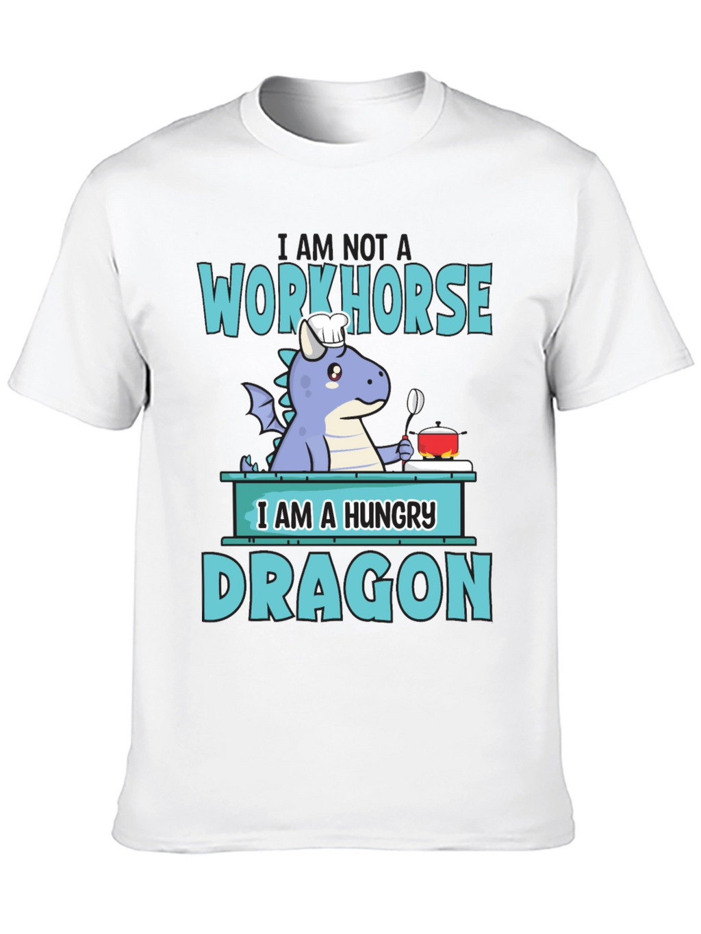 Hungry Dragon Chef T-Shirt Funny Novelty Graphic Tee