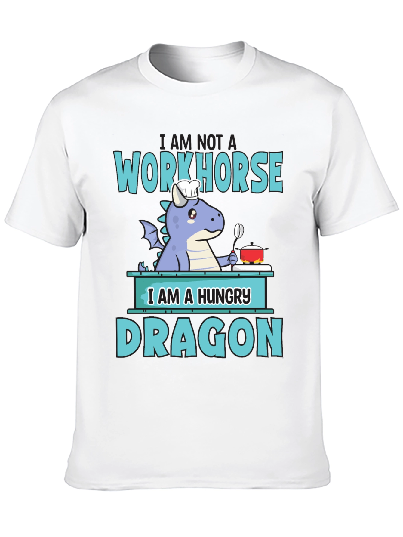 Hungry Dragon Chef T-Shirt Funny Novelty Graphic Tee
