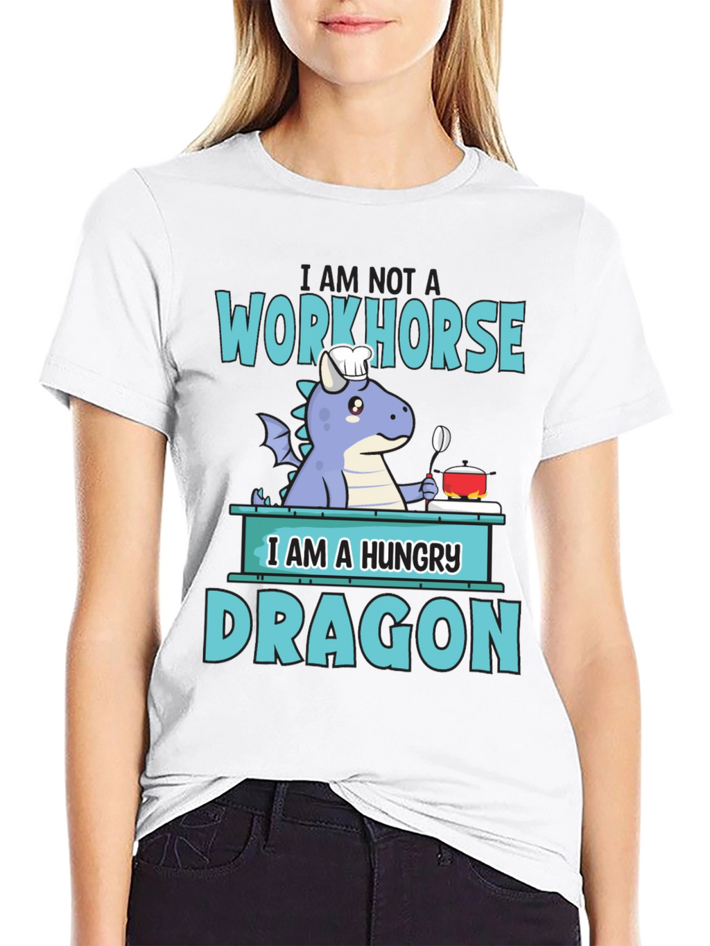 Hungry Dragon Chef T-Shirt Funny Novelty Graphic Tee