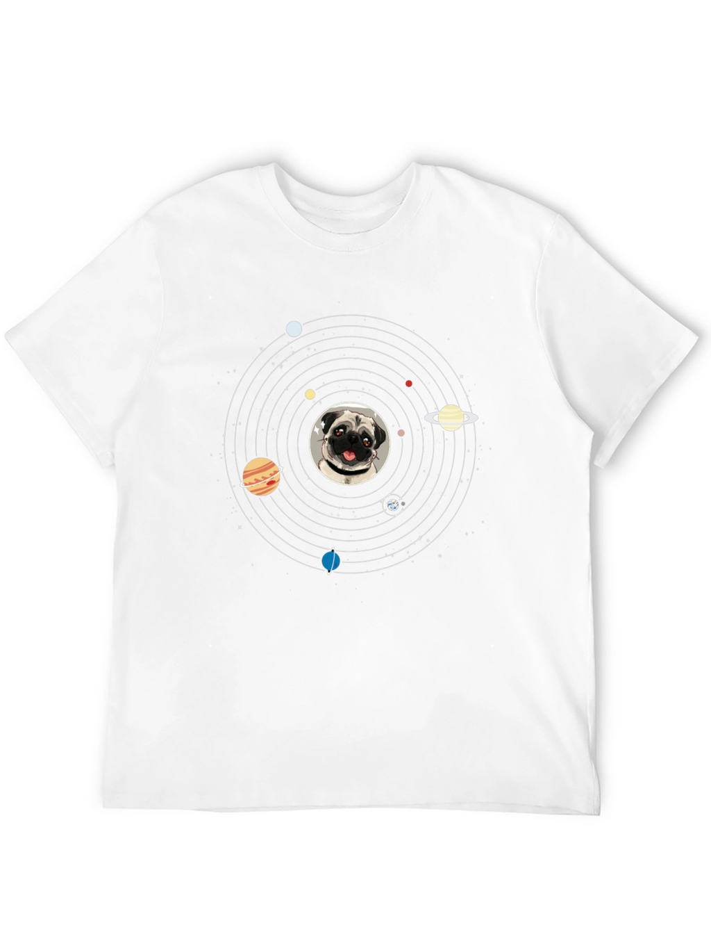 Pug in Space Mens Black T-Shirt