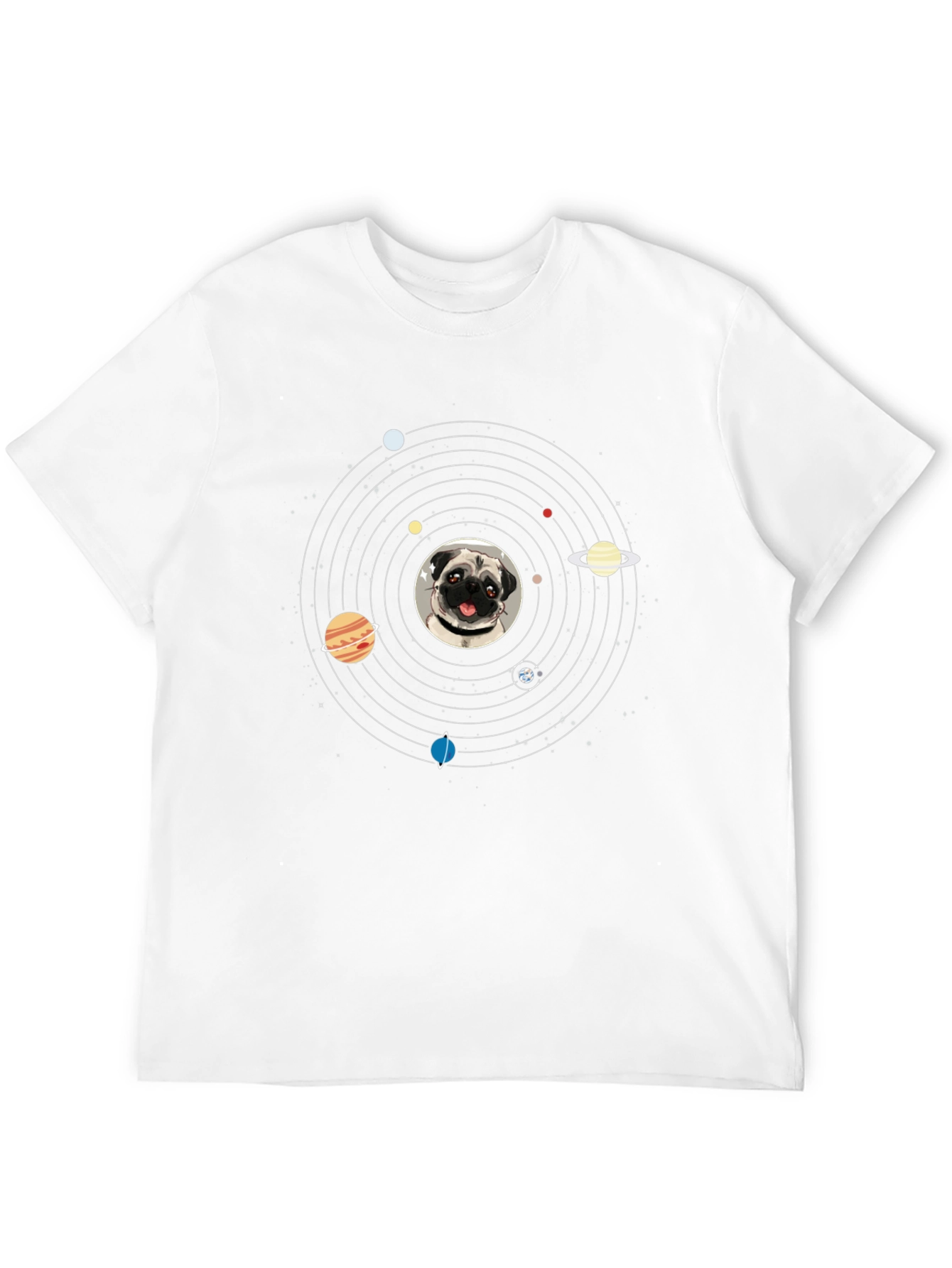 Pug in Space Mens Black T-Shirt