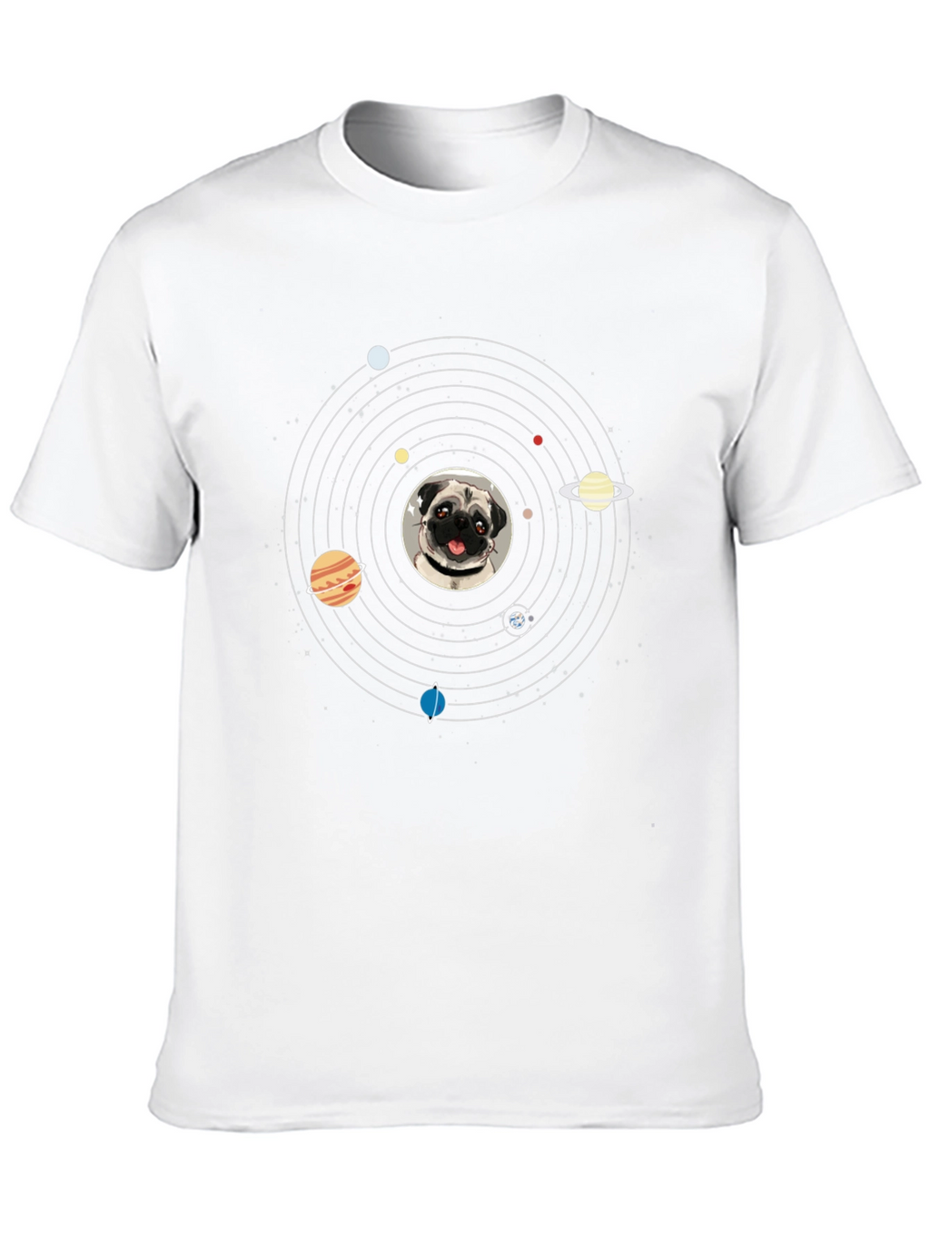 Pug in Space Mens Black T-Shirt