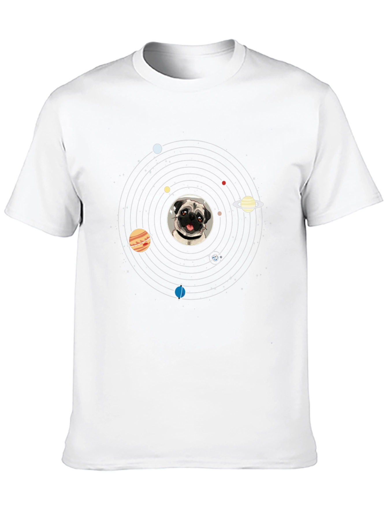 Pug in Space Mens Black T-Shirt