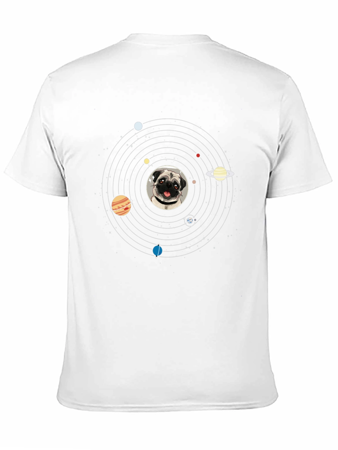 Pug in Space Mens Black T-Shirt