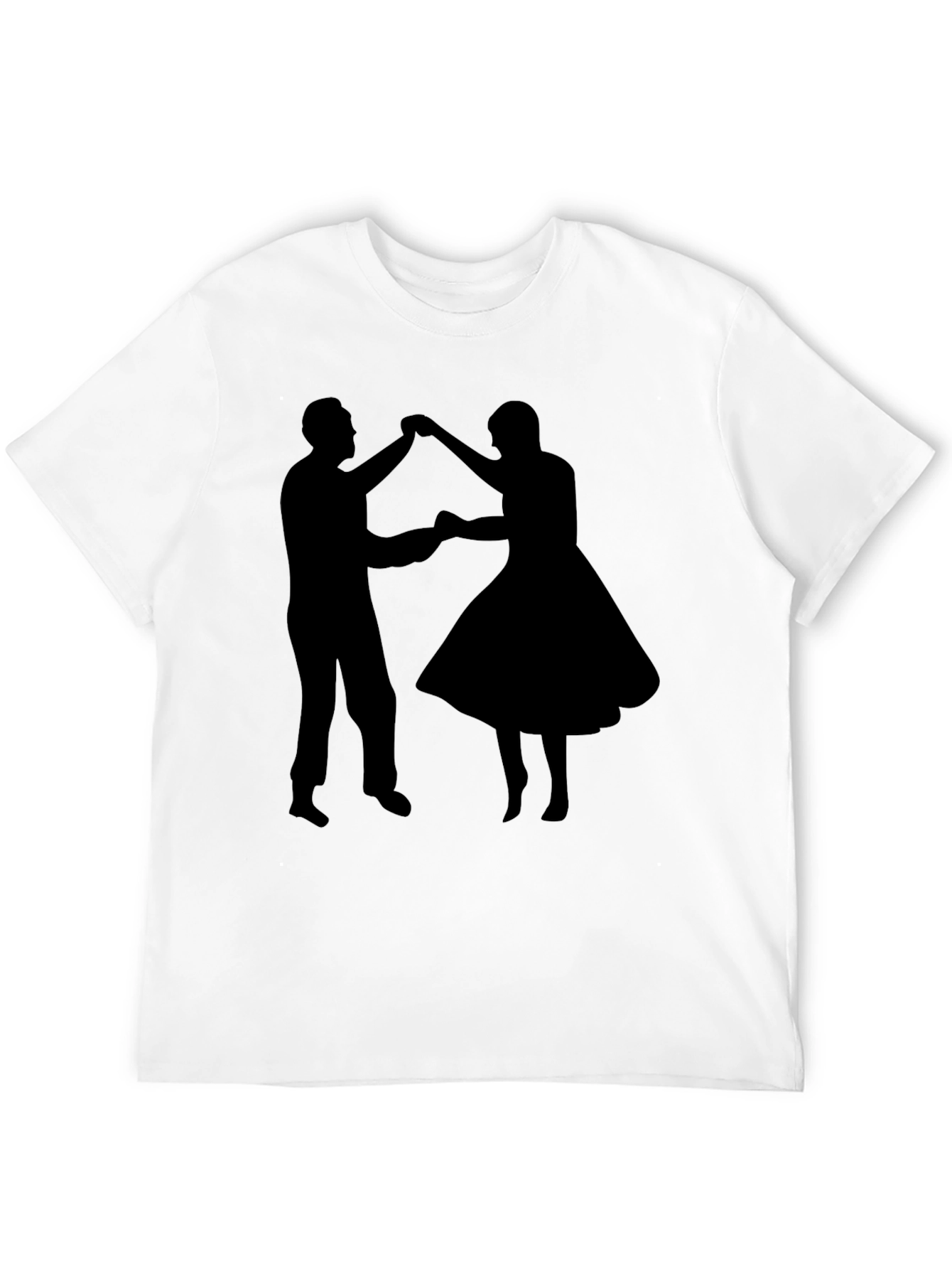 Dancing Couple Graphic Tee - Retro Style Black T-Shirt