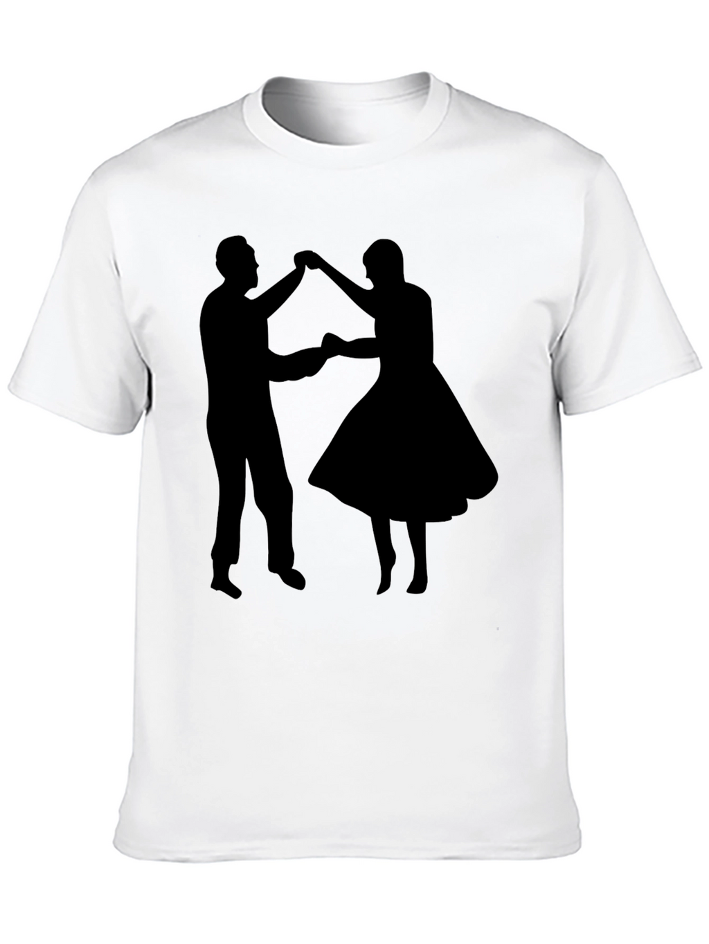 Dancing Couple Graphic Tee - Retro Style Black T-Shirt