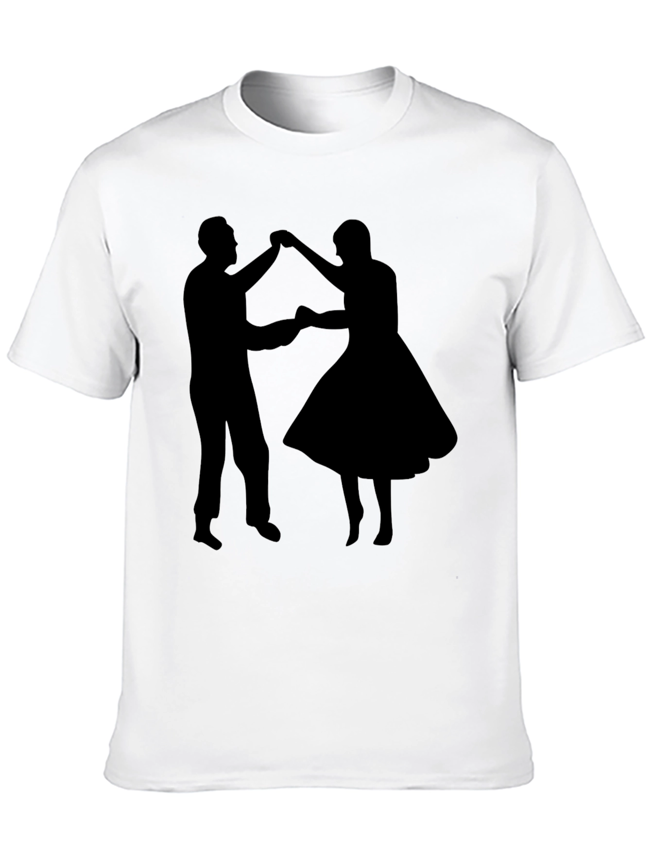 Dancing Couple Graphic Tee - Retro Style Black T-Shirt