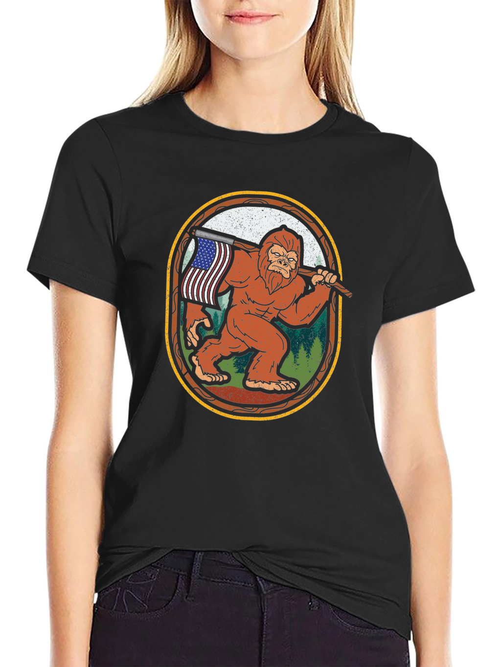 Bigfoot American Flag T-Shirt