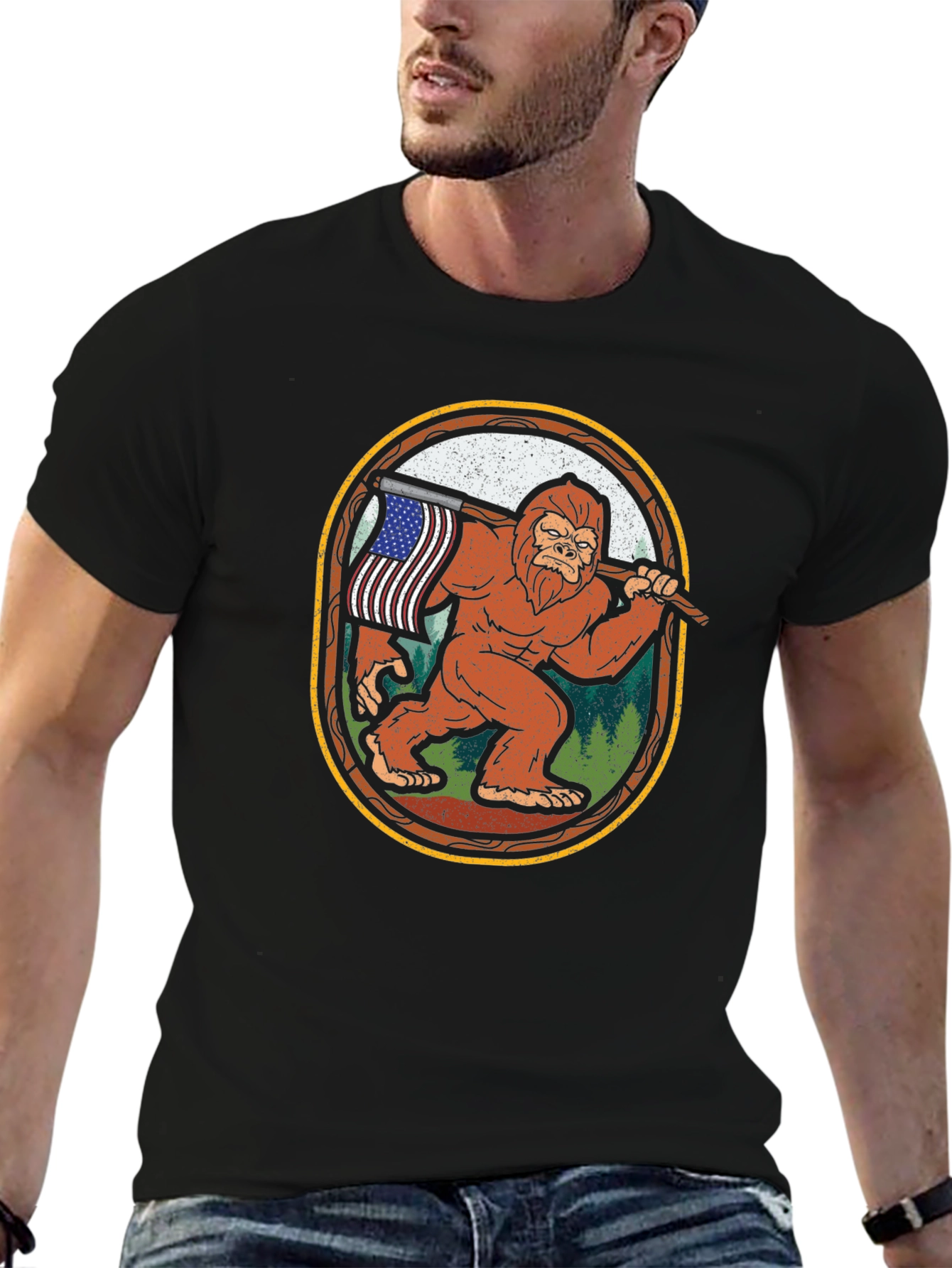 Bigfoot American Flag T-Shirt