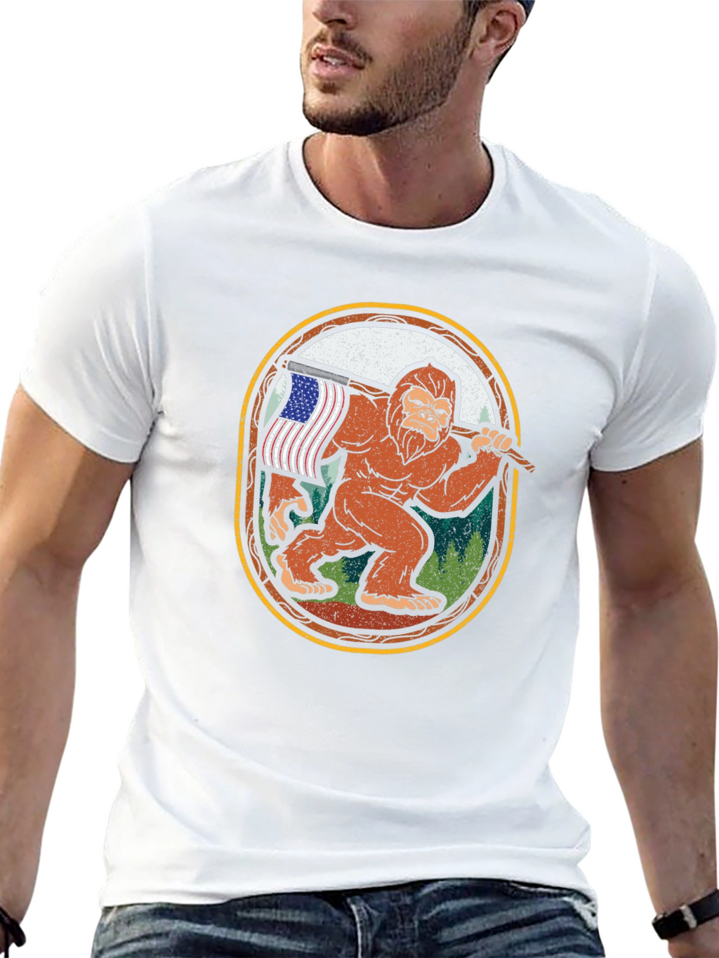 Bigfoot American Flag T-Shirt