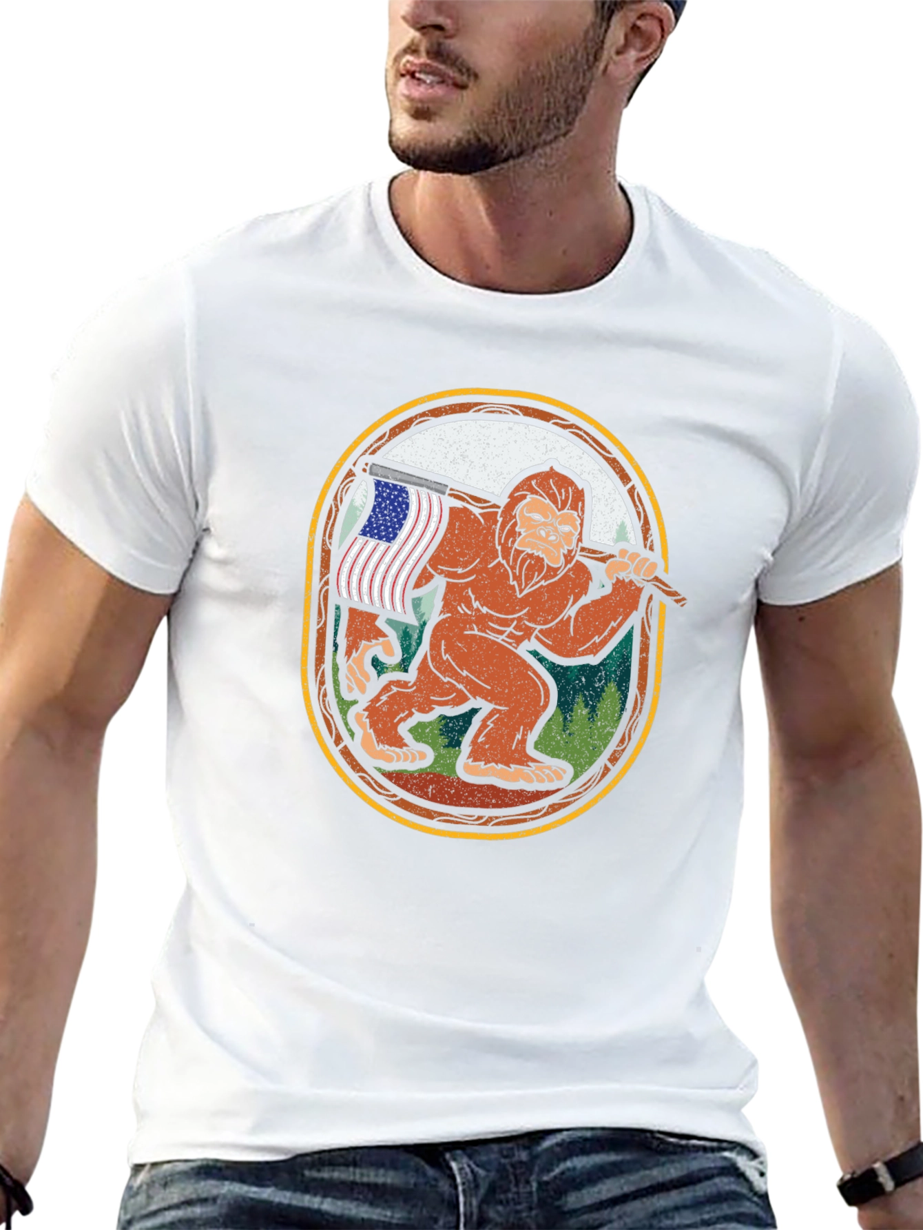 Bigfoot American Flag T-Shirt