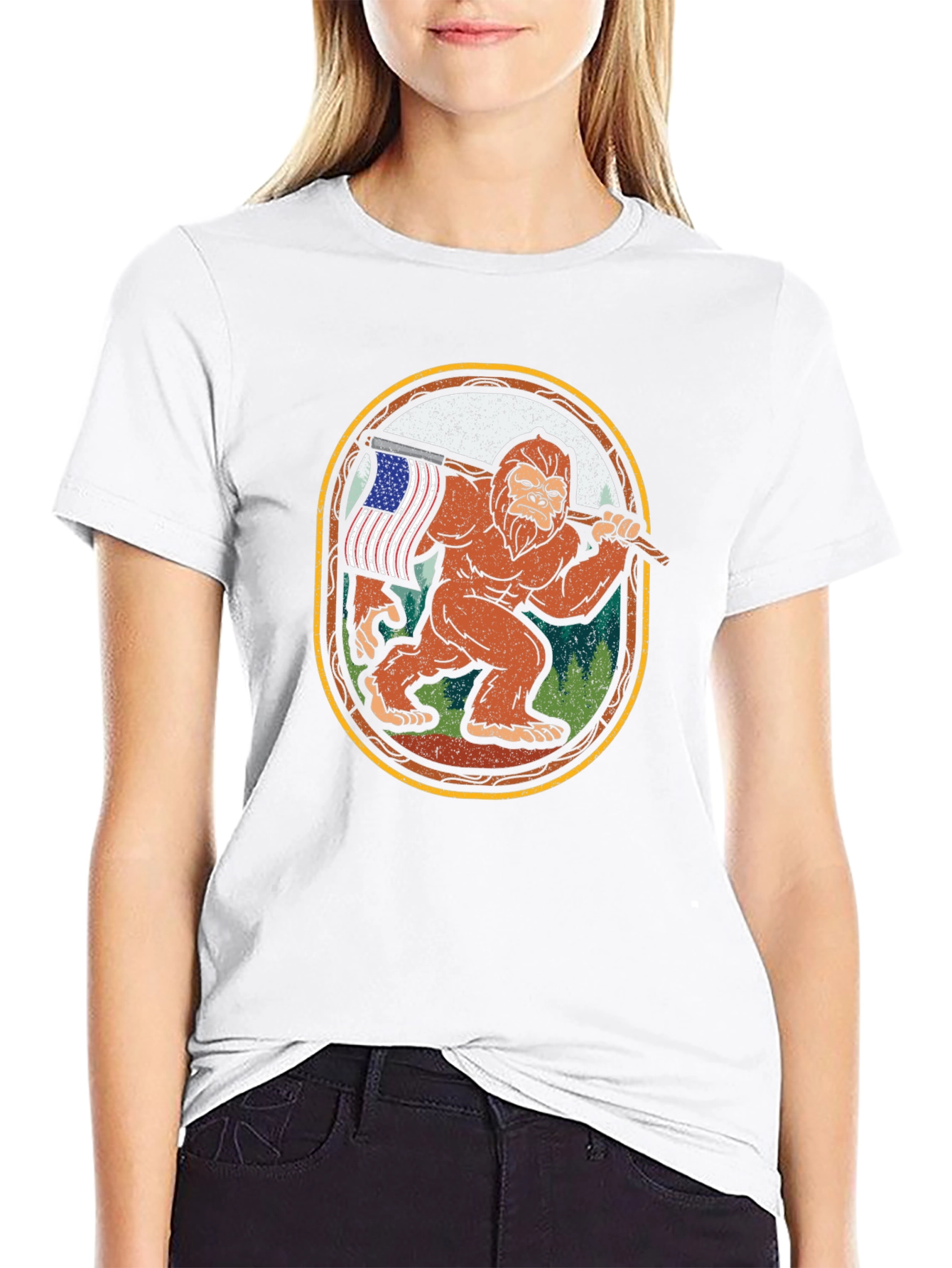 Bigfoot American Flag T-Shirt