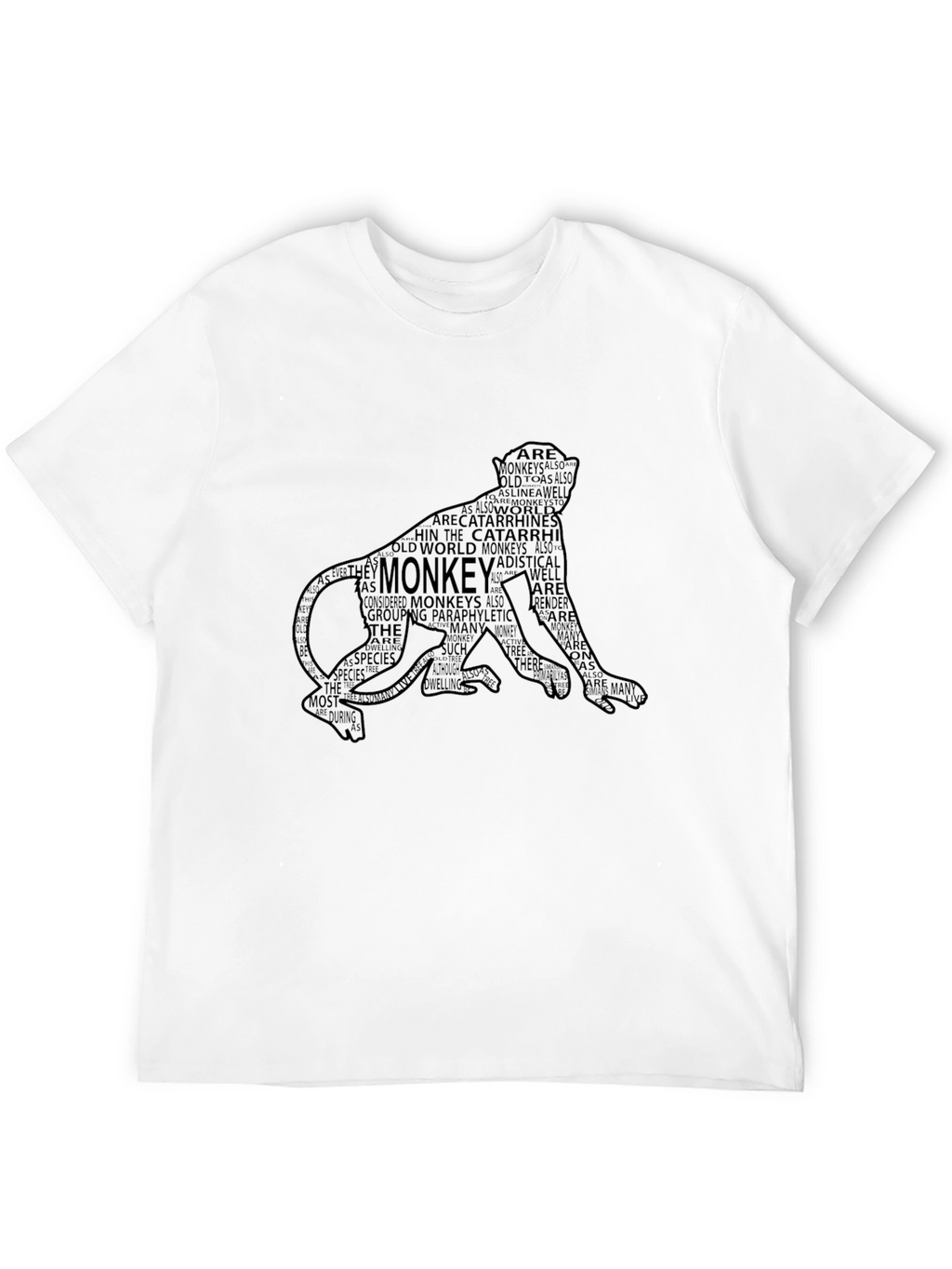 Monkey Word Art Graphic Tee - Black