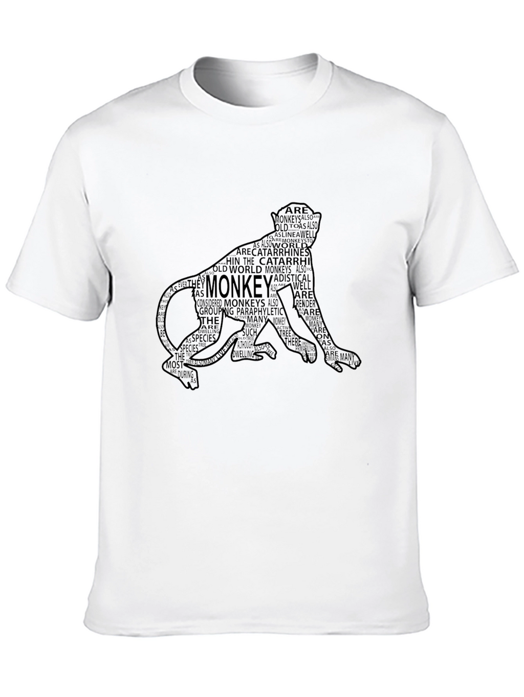 Monkey Word Art Graphic Tee - Black