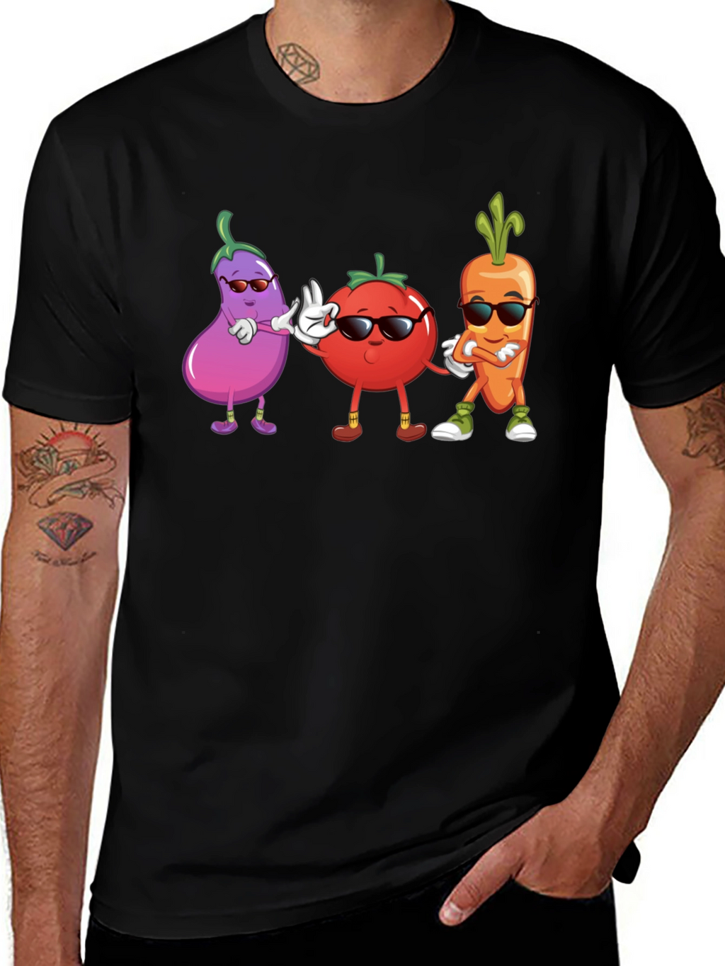 Cool Veggie Squad Black T-Shirt
