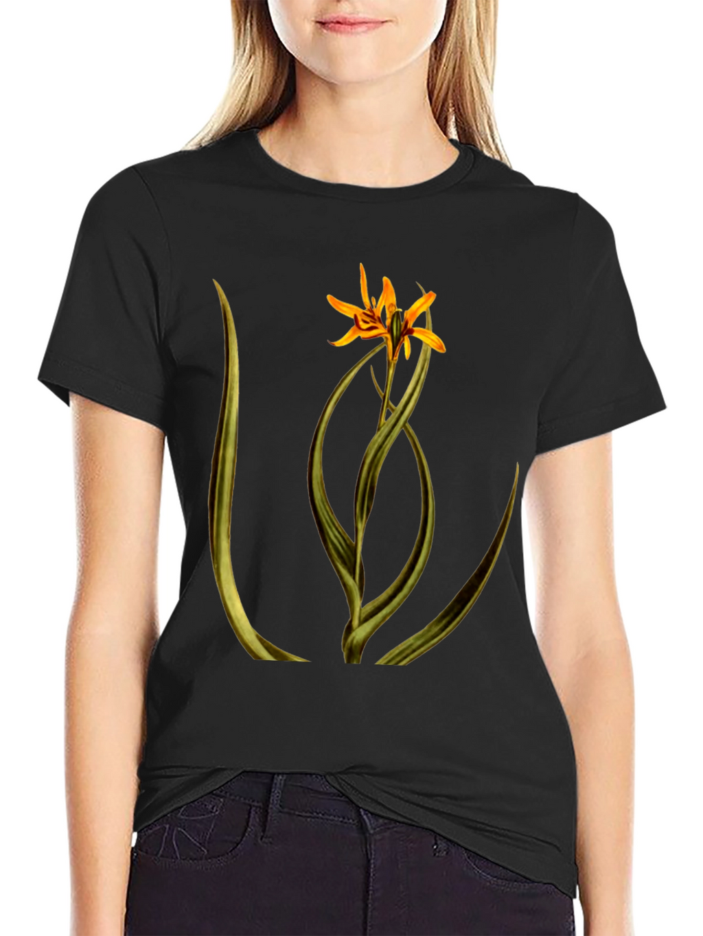 Floral Graphic Black T-Shirt