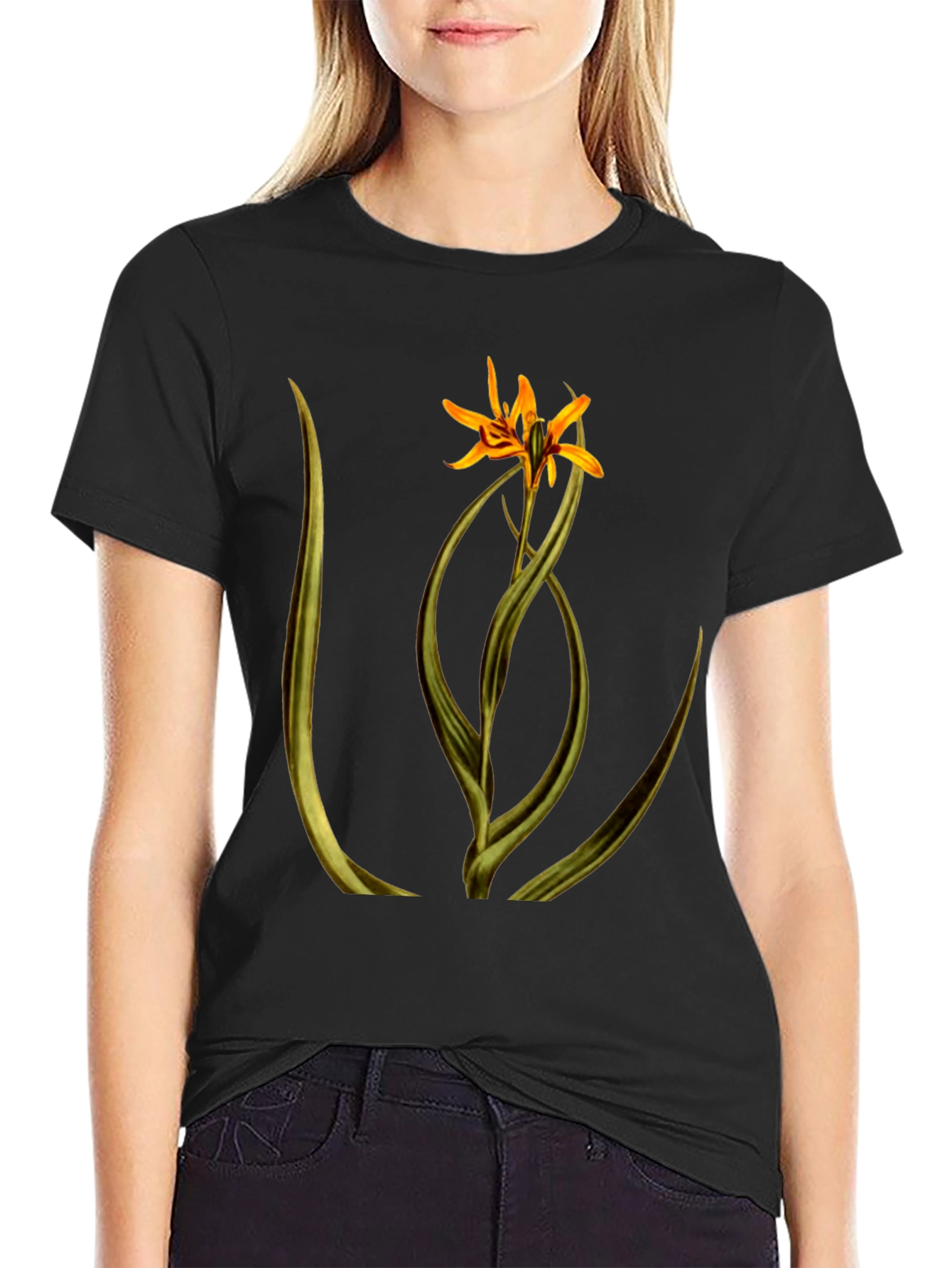 Floral Graphic Black T-Shirt