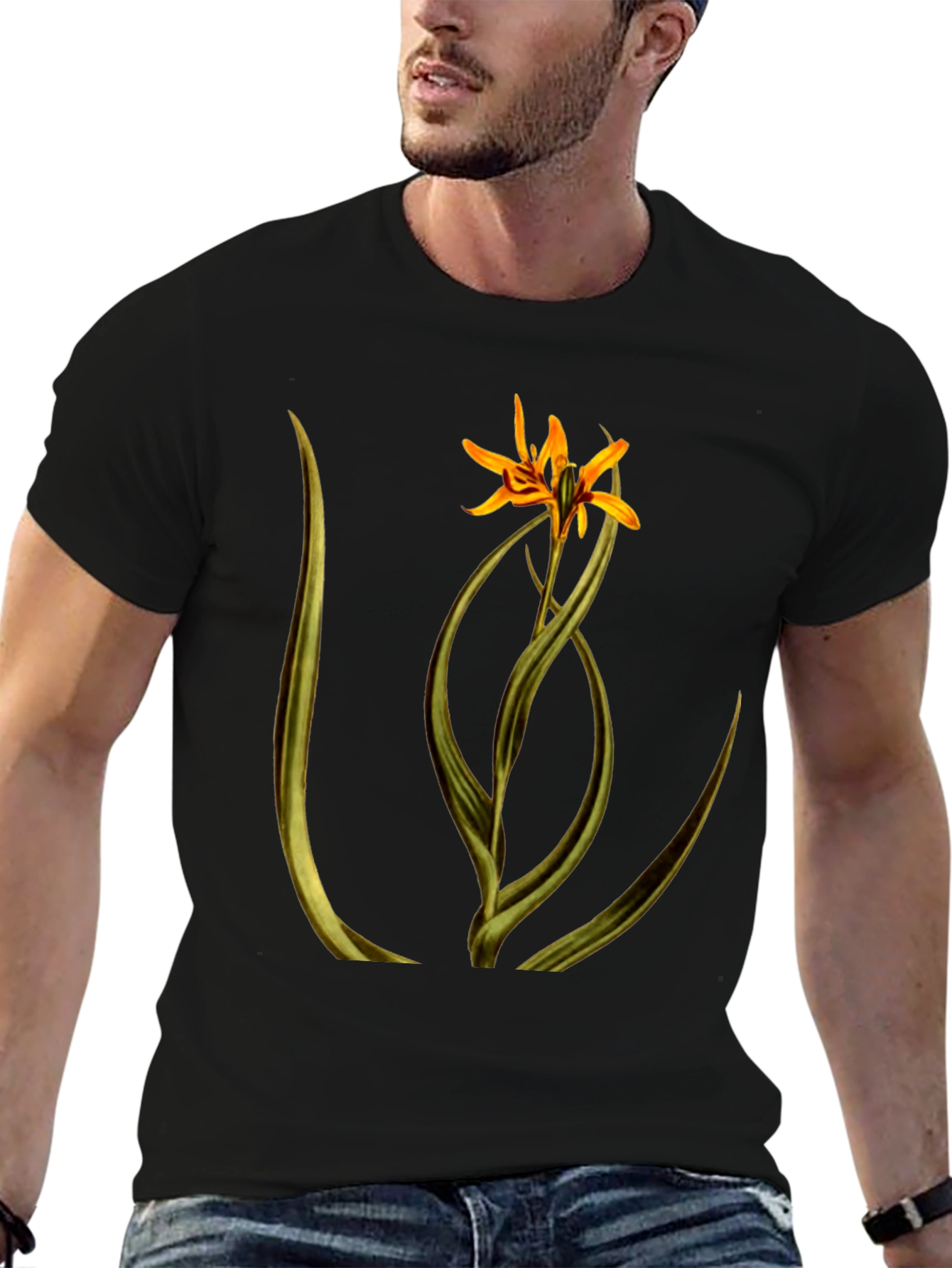 Floral Graphic Black T-Shirt