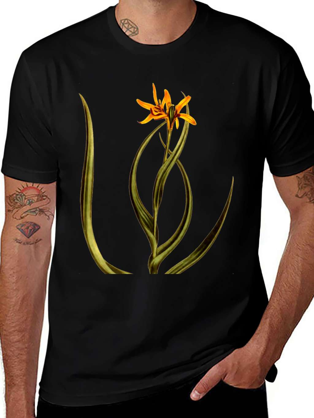 Floral Graphic Black T-Shirt
