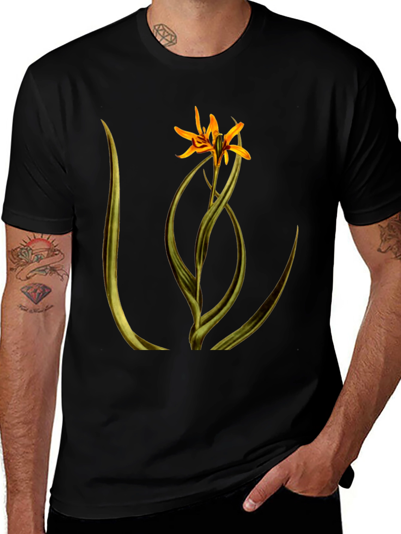 Floral Graphic Black T-Shirt