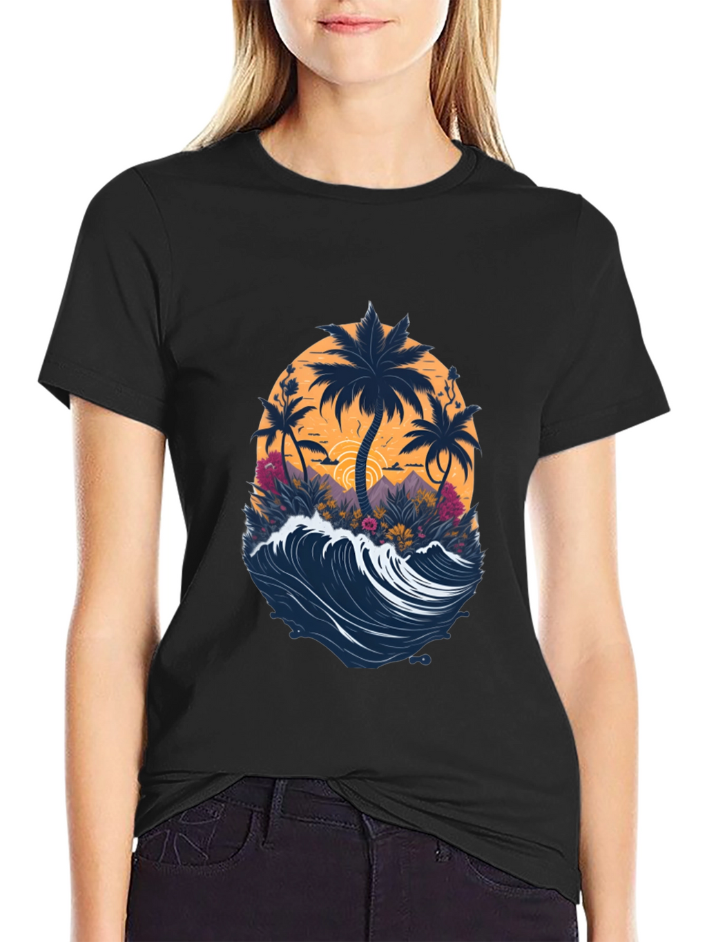 Tropical Palm Wave Graphic Tee