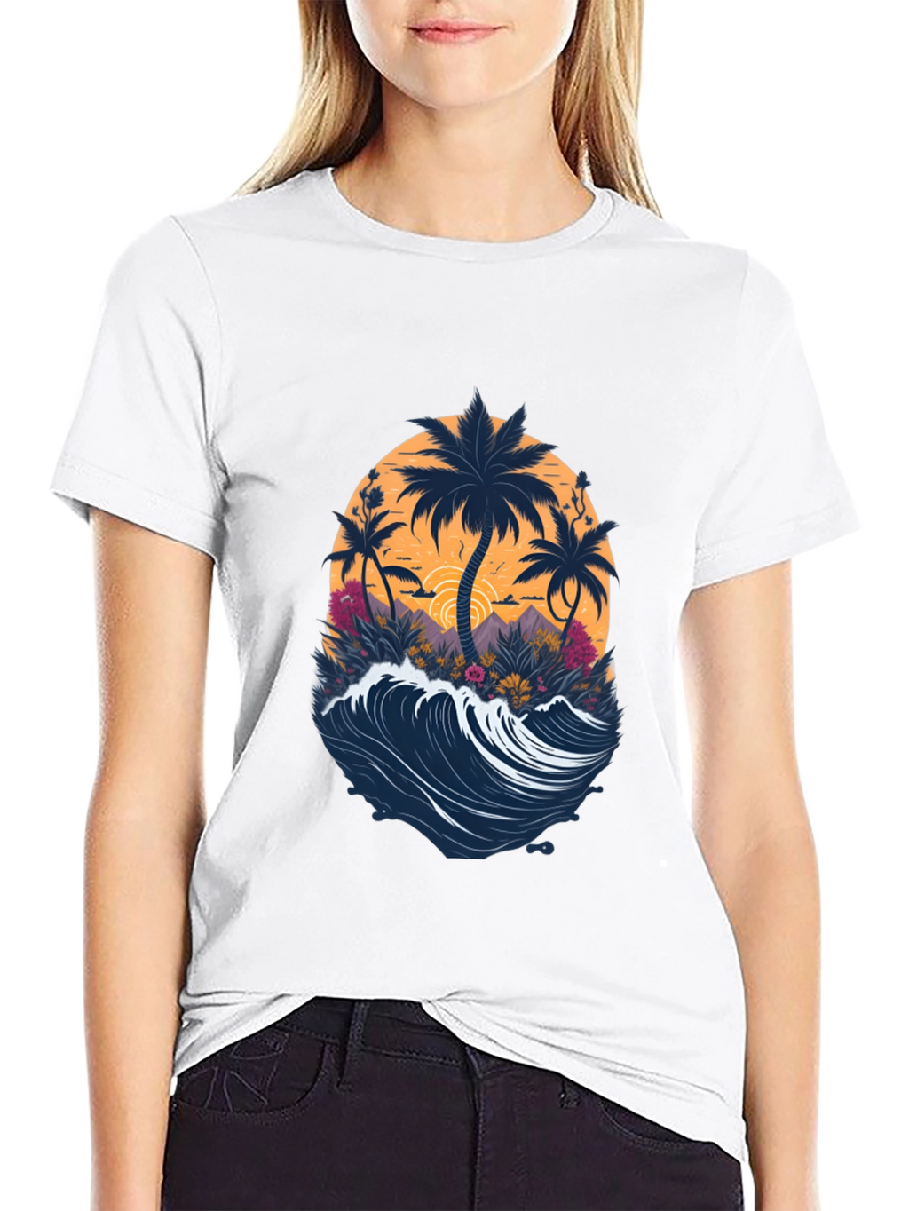 Tropical Palm Wave Graphic Tee