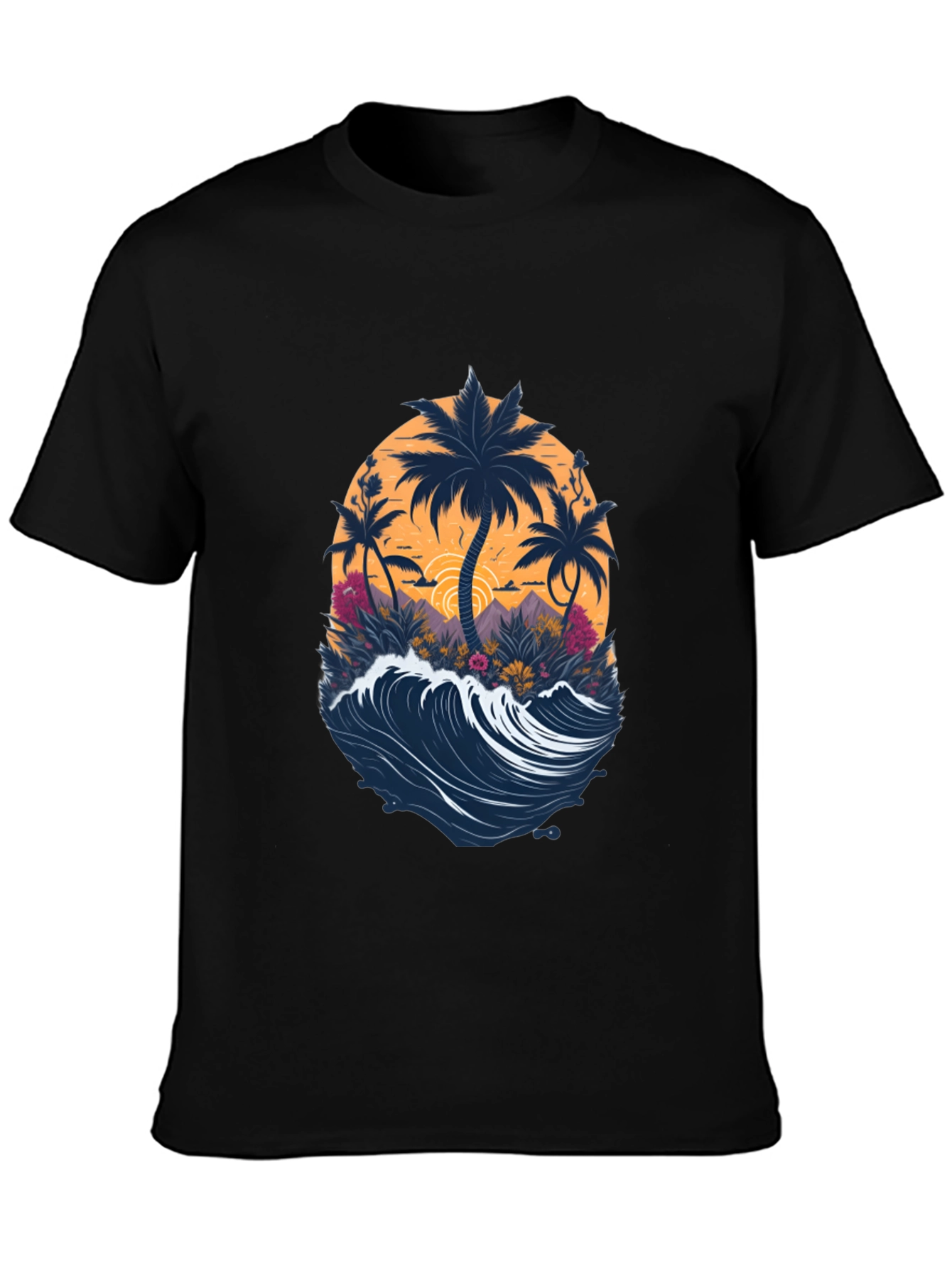 Tropical Palm Wave Graphic Tee