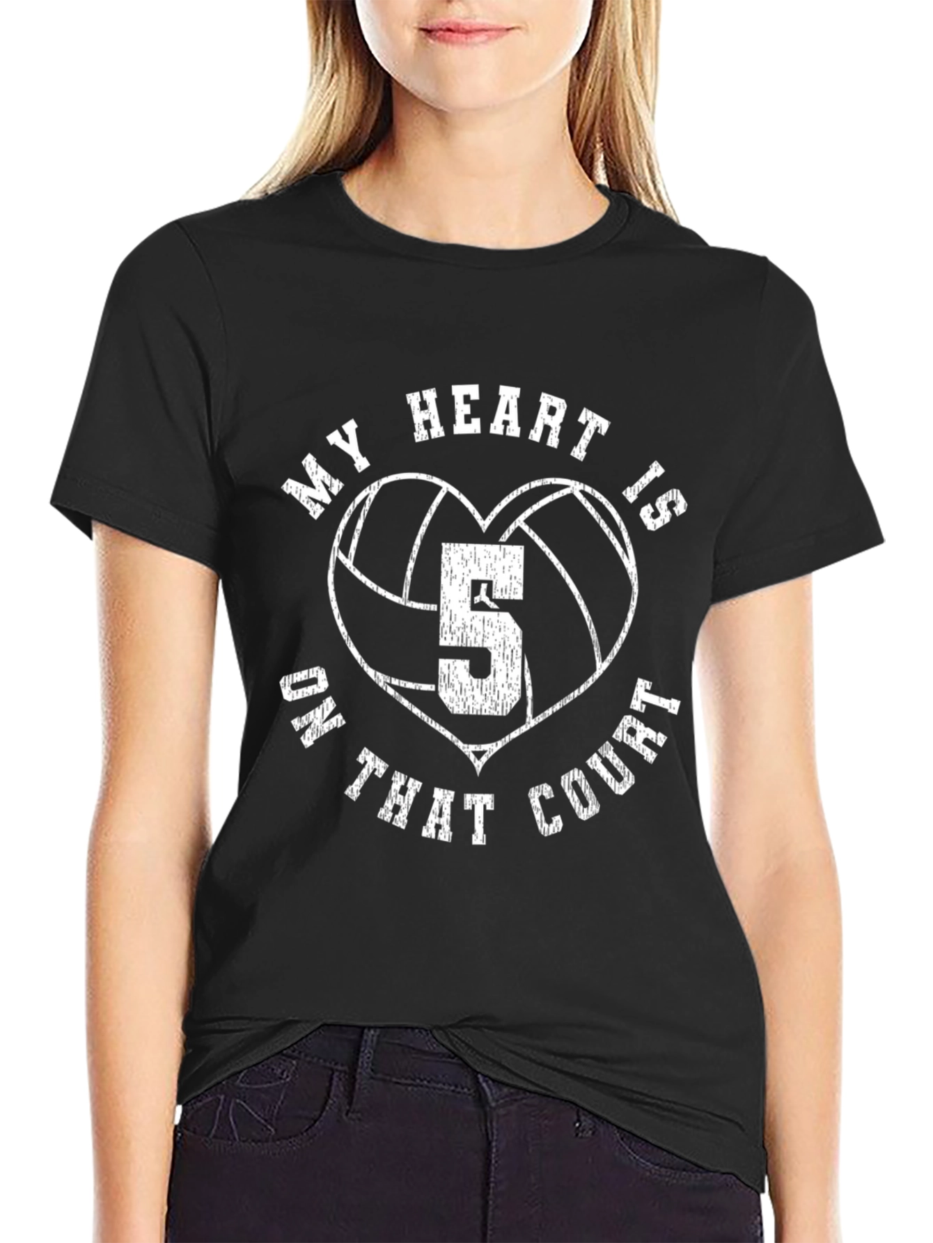 Volleyball Heart Number 5 T-Shirt - On That Court!