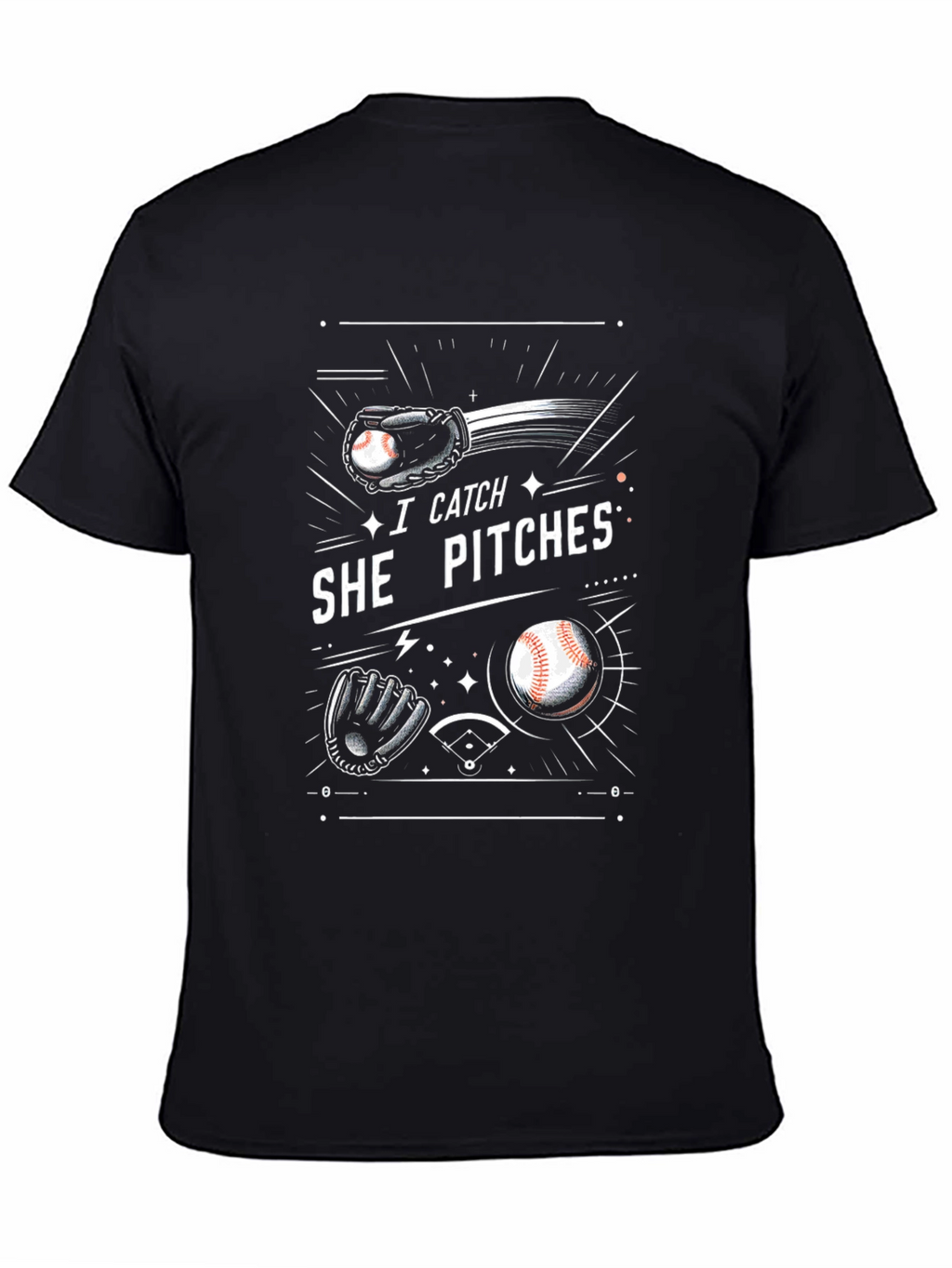 I Catch She Pitches Graphic T-Shirt