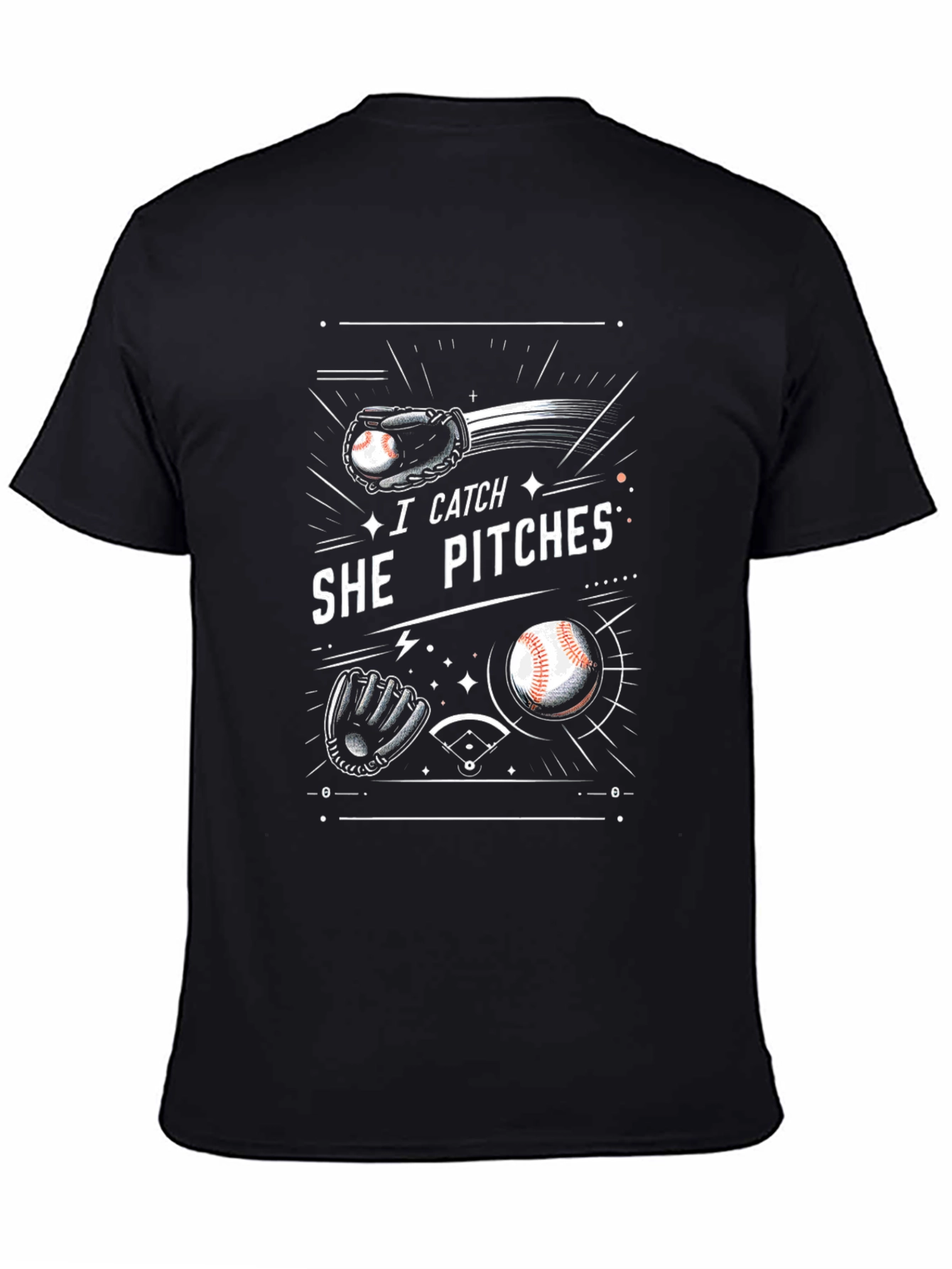 I Catch She Pitches Graphic T-Shirt