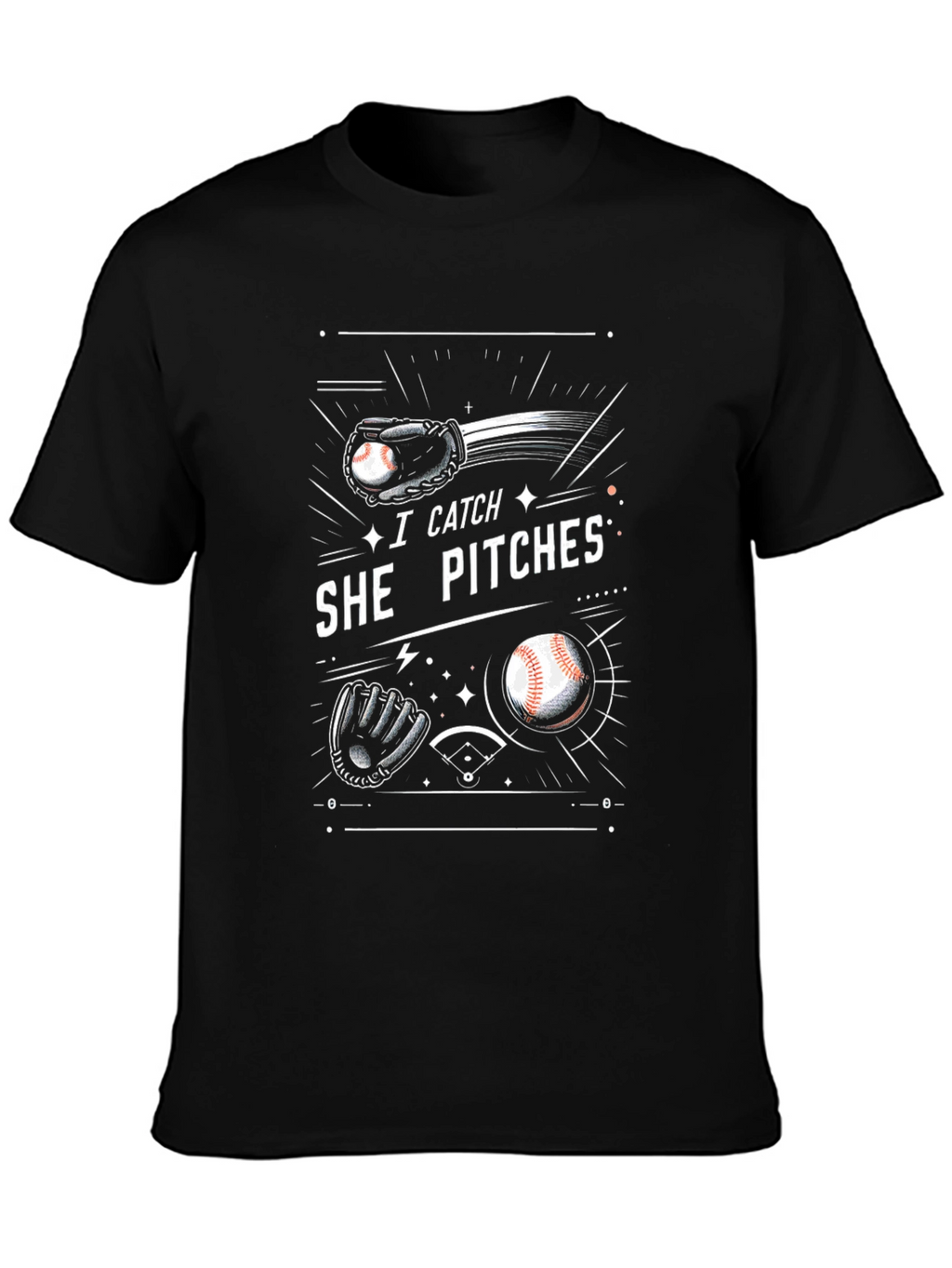 I Catch She Pitches Graphic T-Shirt