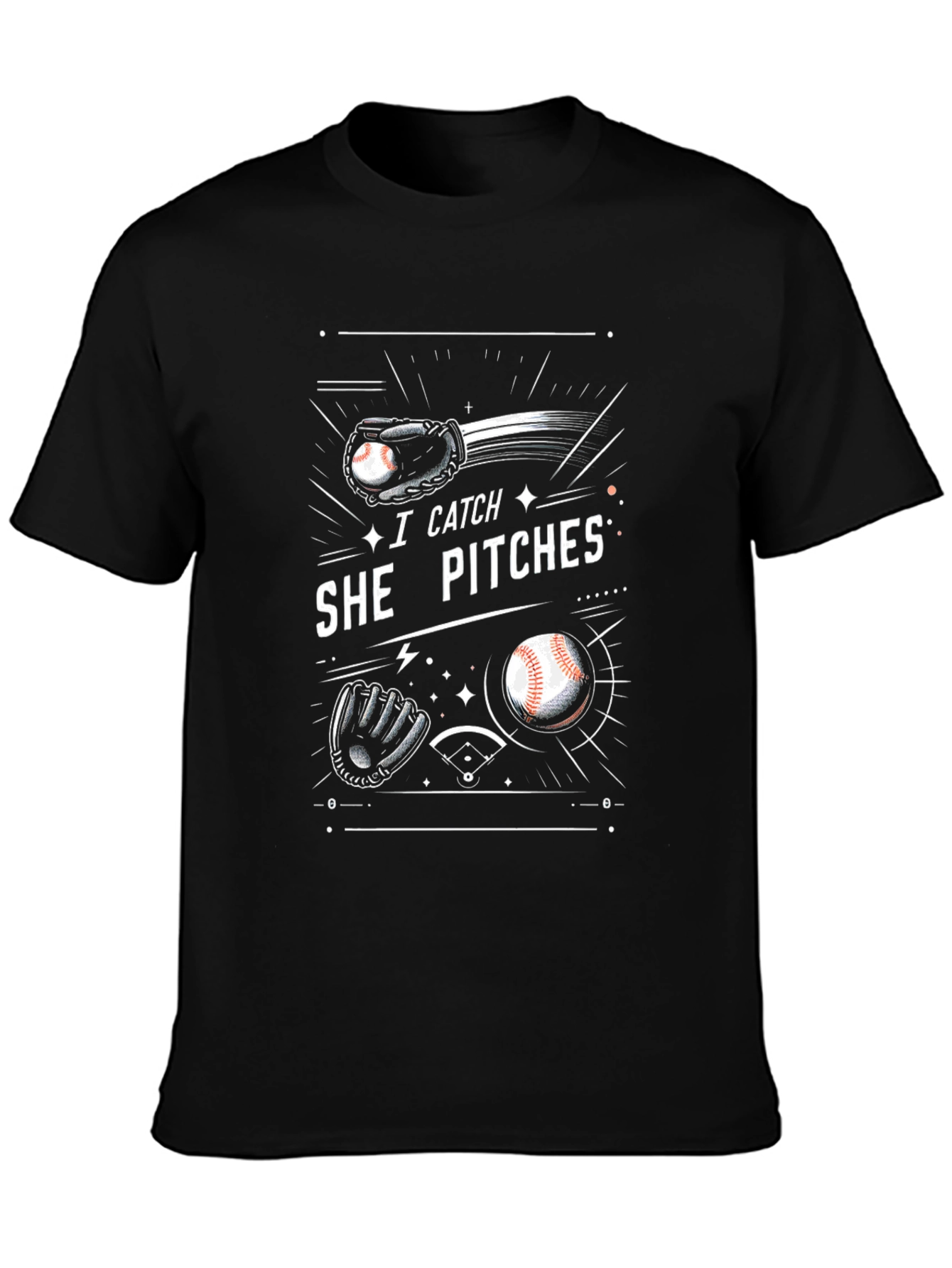 I Catch She Pitches Graphic T-Shirt