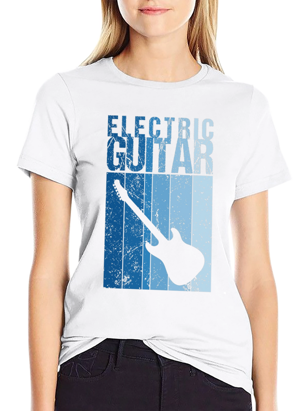 Electric Guitar Graphic Tee - Black Cotton T-Shirt