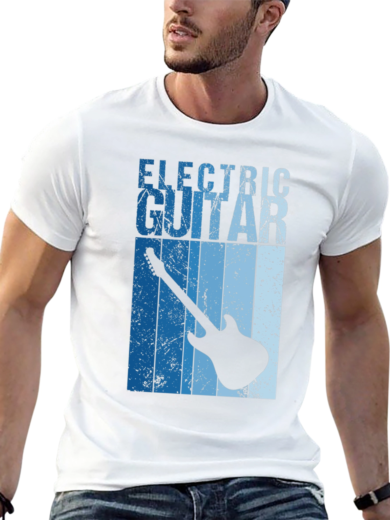 Electric Guitar Graphic Tee - Black Cotton T-Shirt