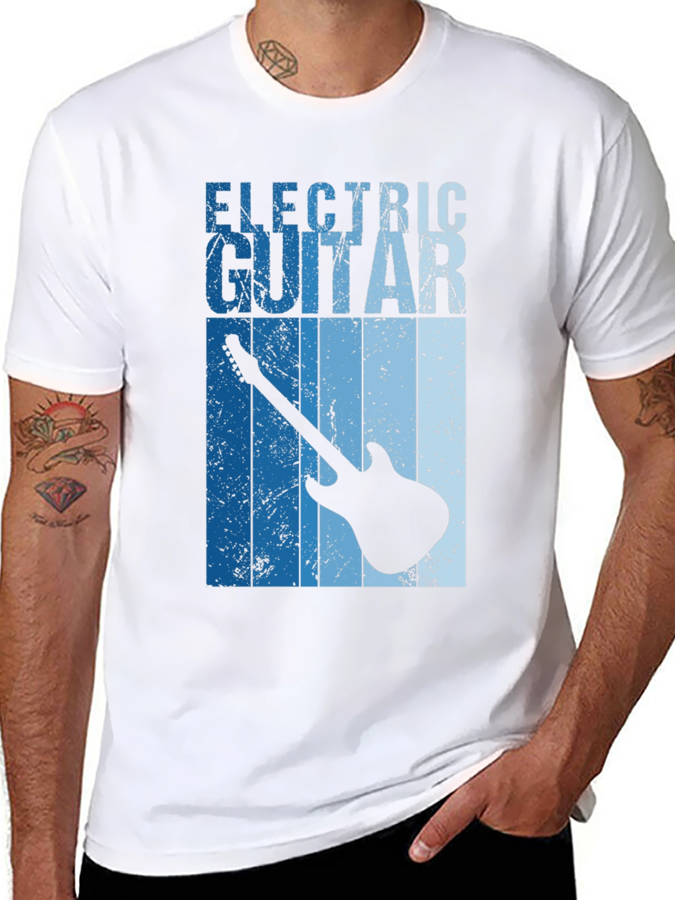 Electric Guitar Graphic Tee - Black Cotton T-Shirt
