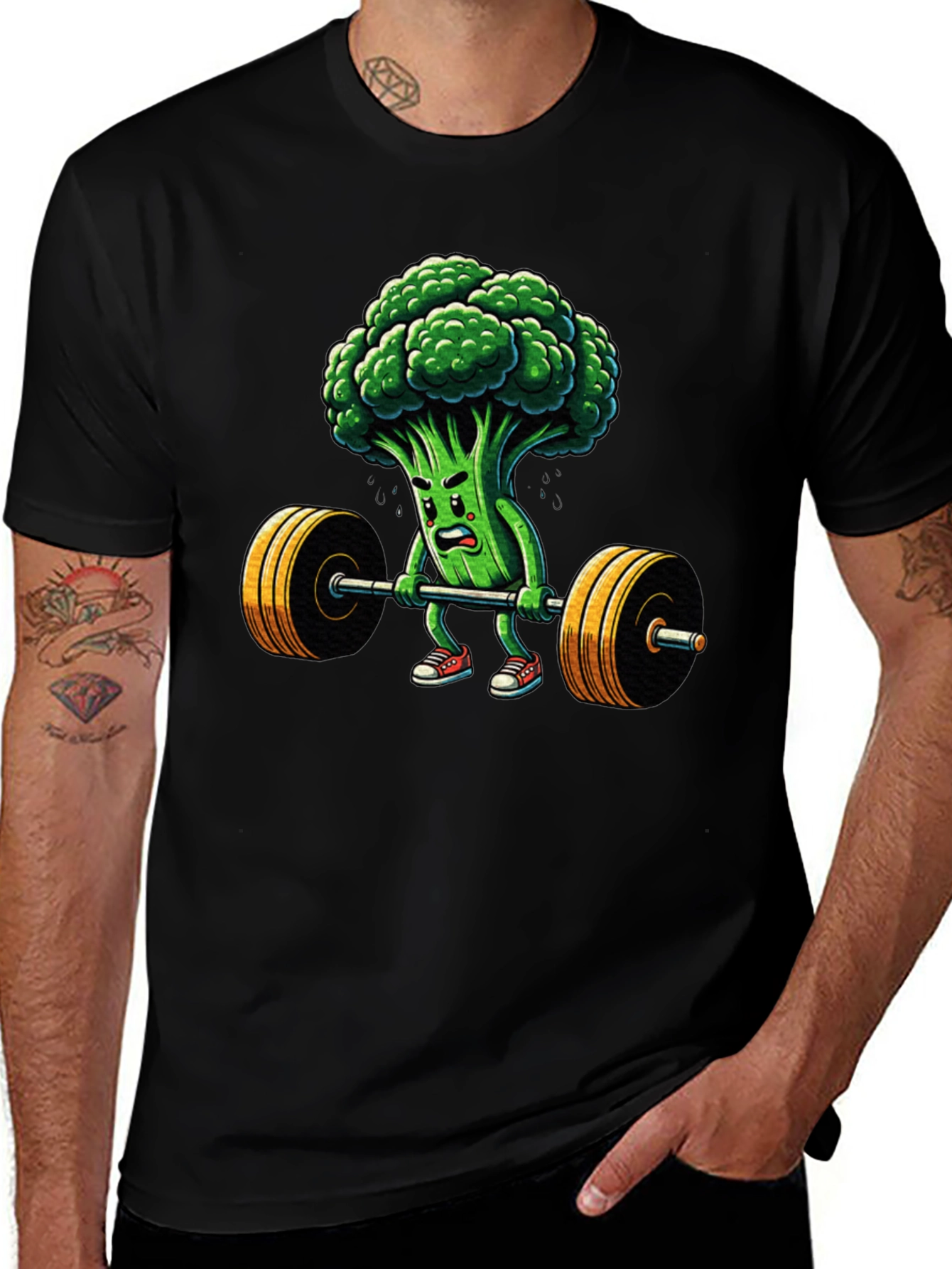 Broccoli Weightlifter Graphic T-Shirt