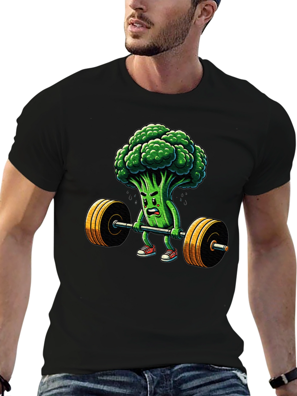 Broccoli Weightlifter Graphic T-Shirt