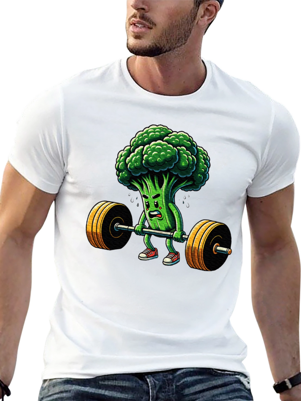 Broccoli Weightlifter Graphic T-Shirt