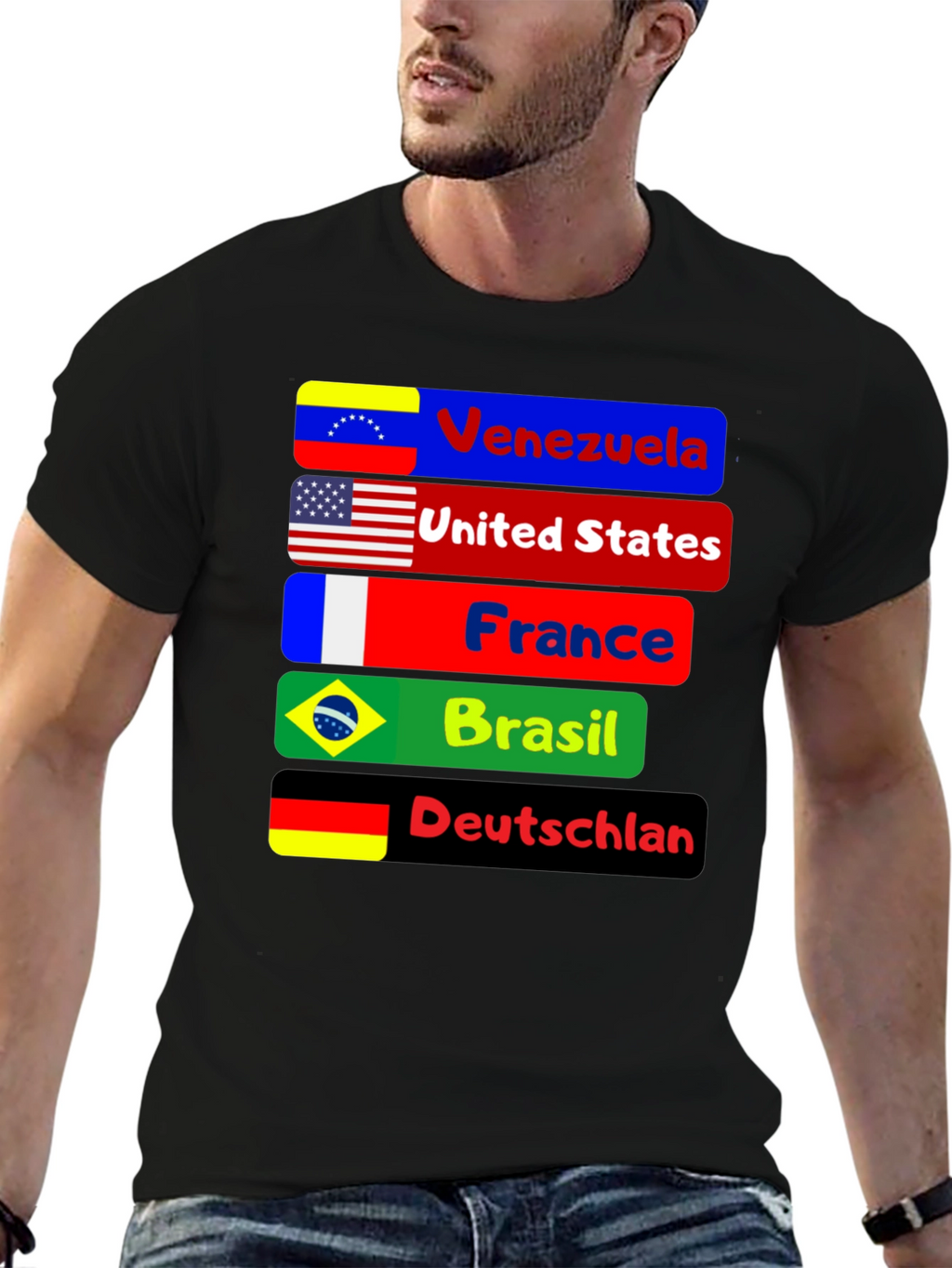 Flags of the World T-Shirt - Black