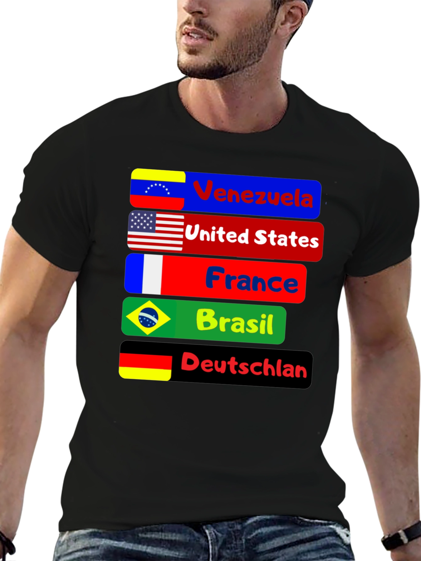Flags of the World T-Shirt - Black