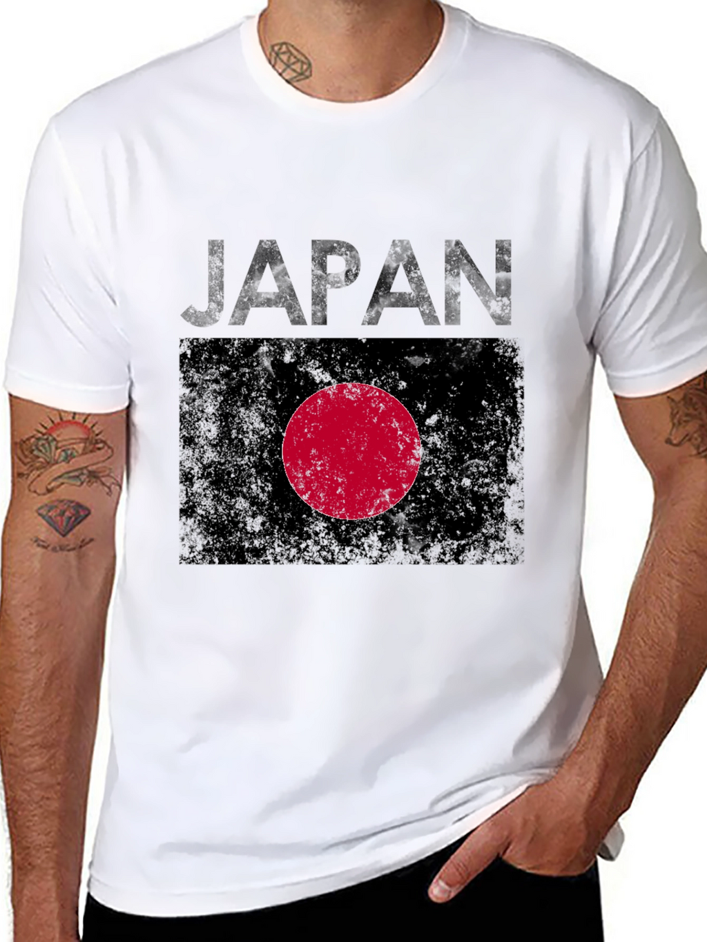 Japan Flag Graphic Tee - Distressed Print